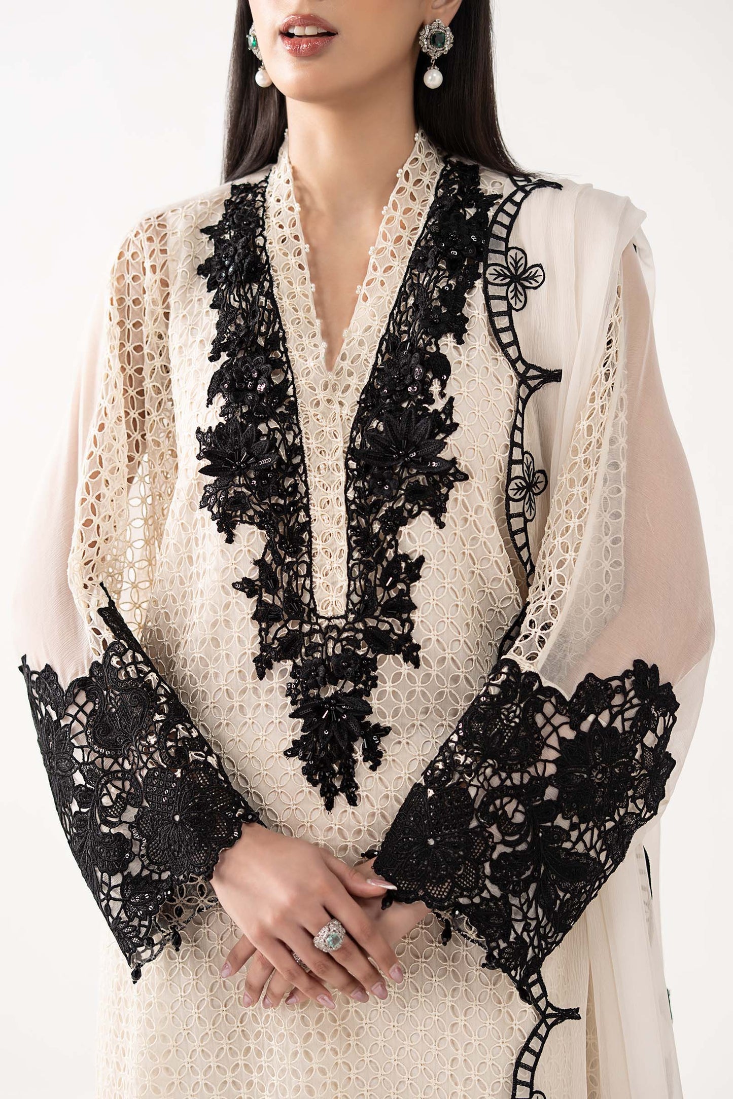 3 Piece Embroidered Chiffon Suit