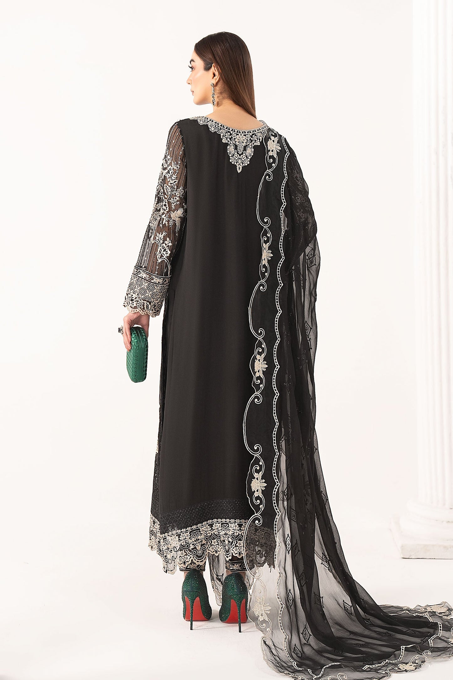 3 Piece Embroidered Chiffon Suit