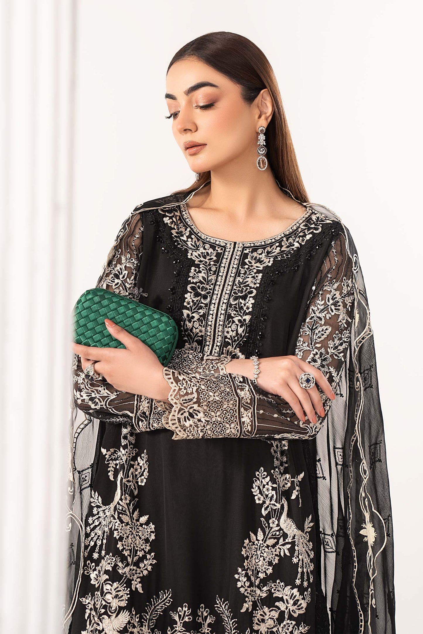 3 Piece Embroidered Chiffon Suit