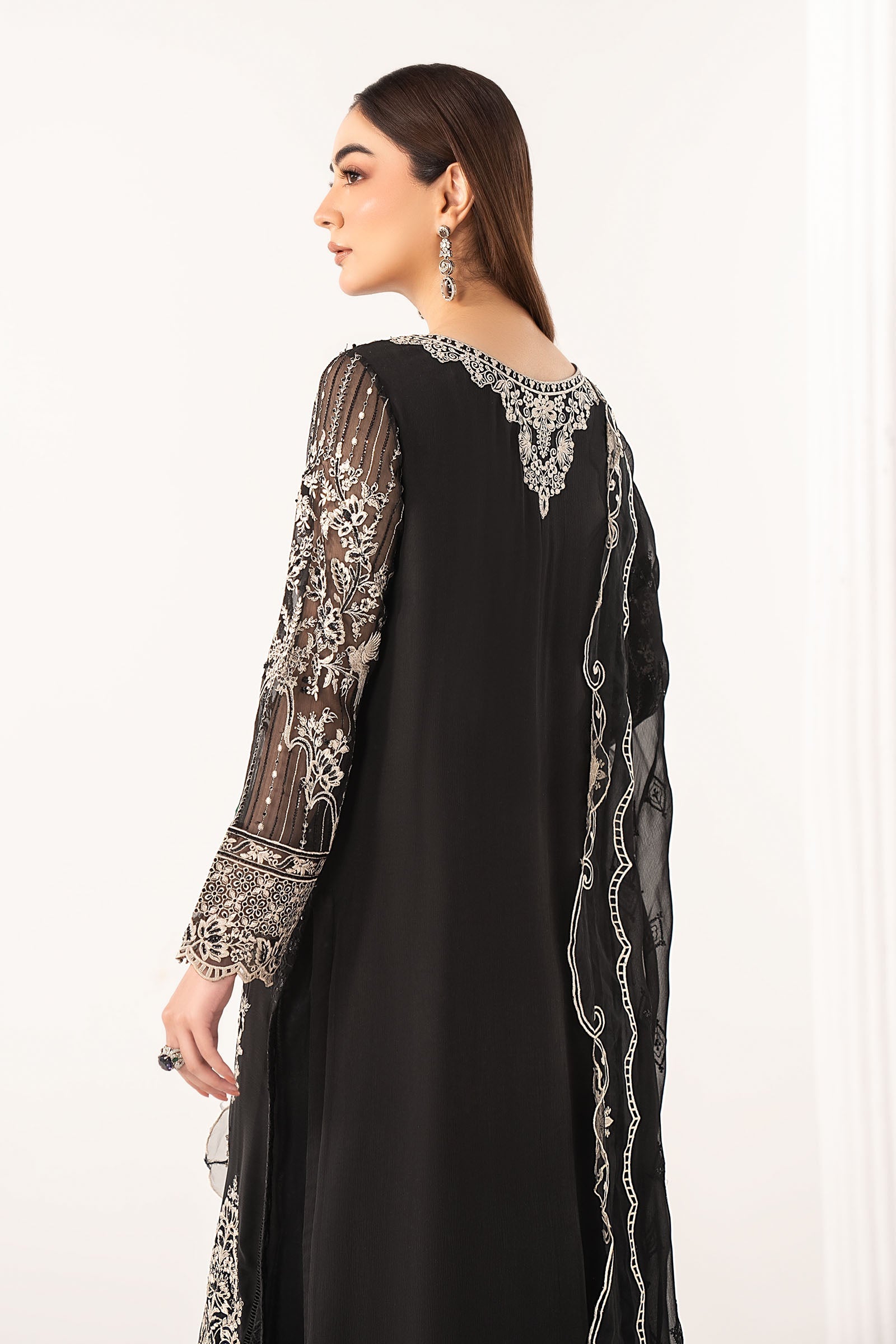 3 Piece Embroidered Chiffon Suit