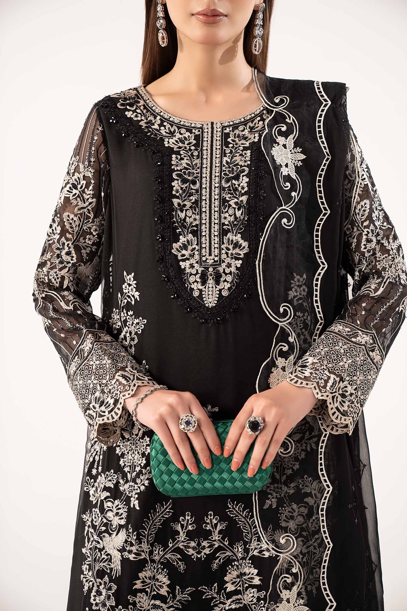 3 Piece Embroidered Chiffon Suit