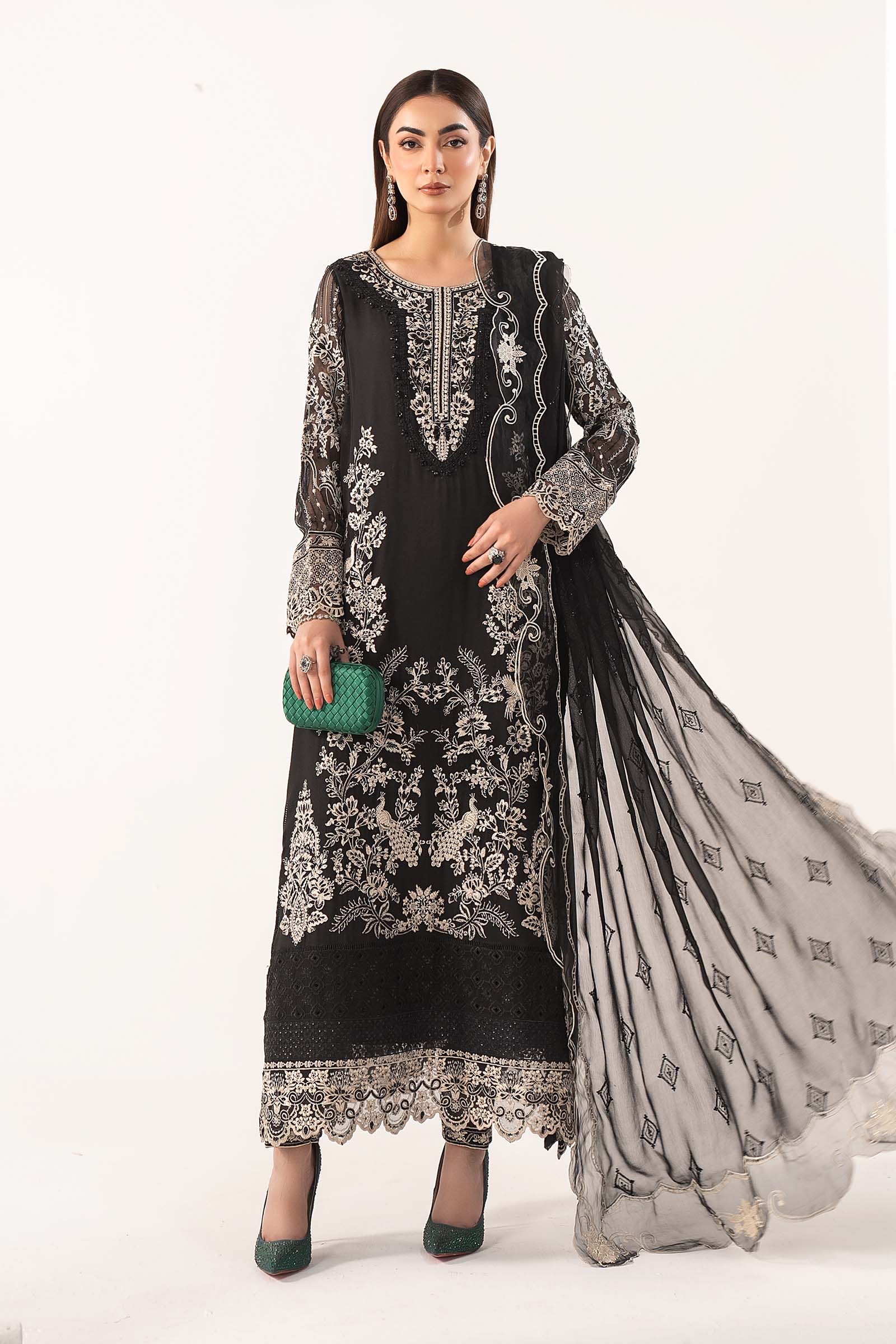 3 Piece Embroidered Chiffon Suit