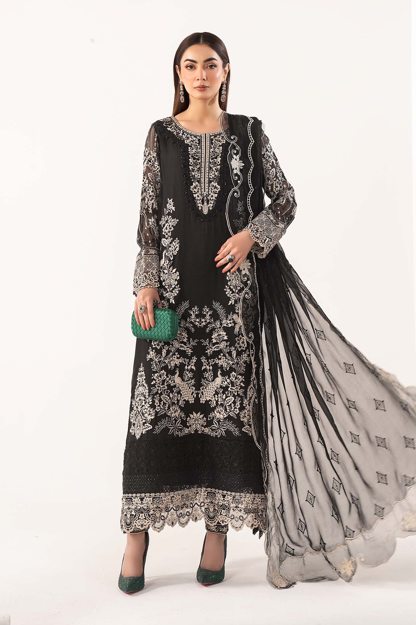3 Piece Embroidered Chiffon Suit