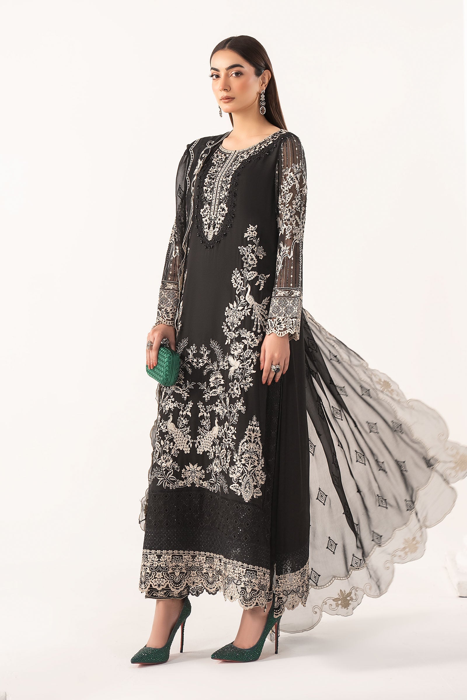 3 Piece Embroidered Chiffon Suit