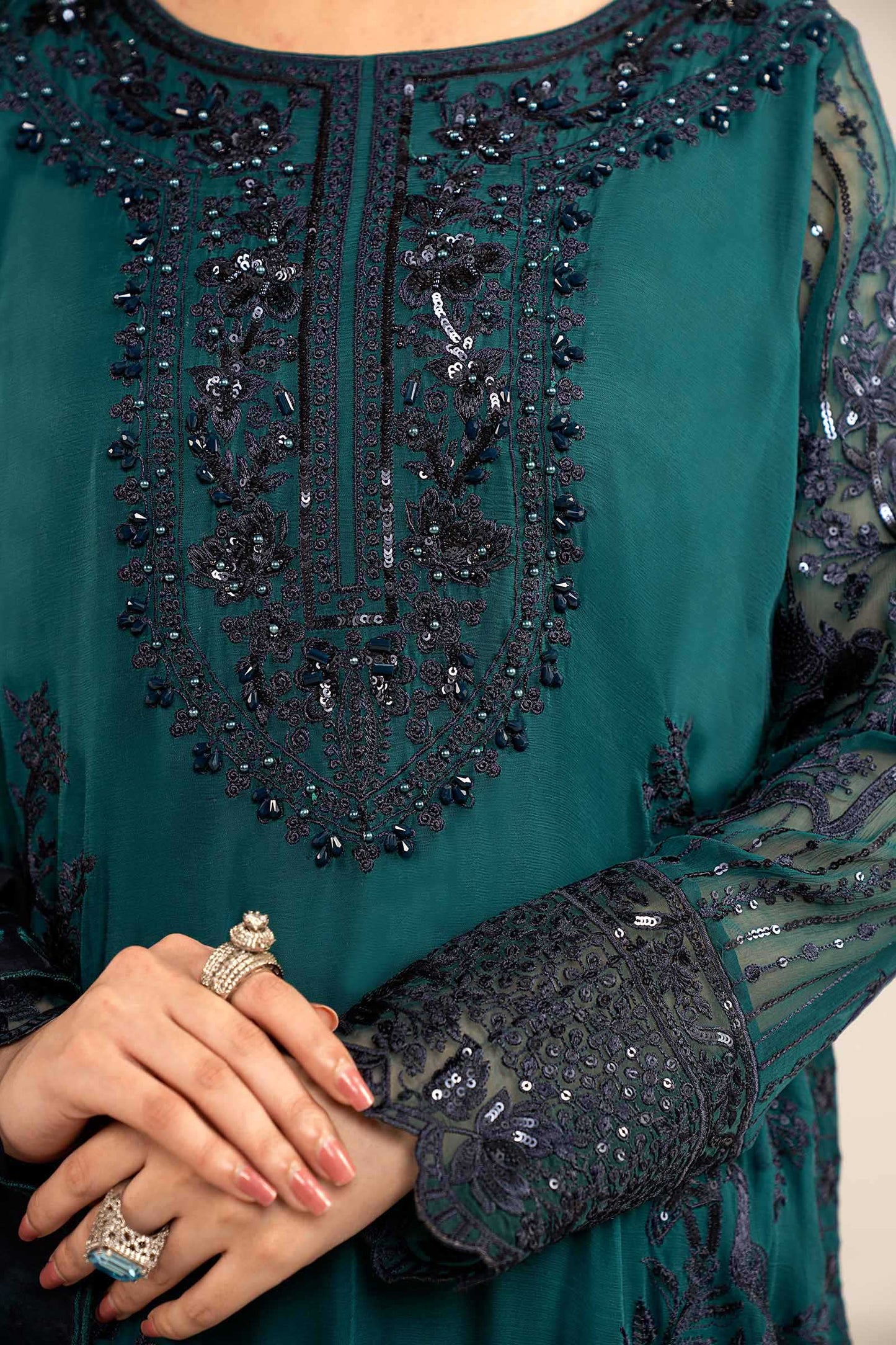 3 Piece Embroidered Chiffon Suit