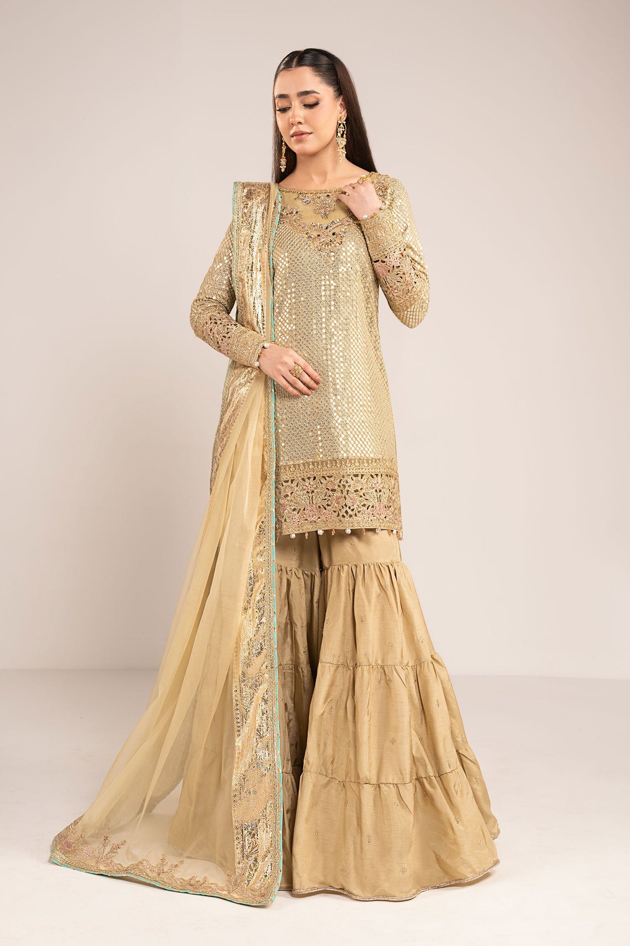 3 Piece Embroidered Chiffon Suit