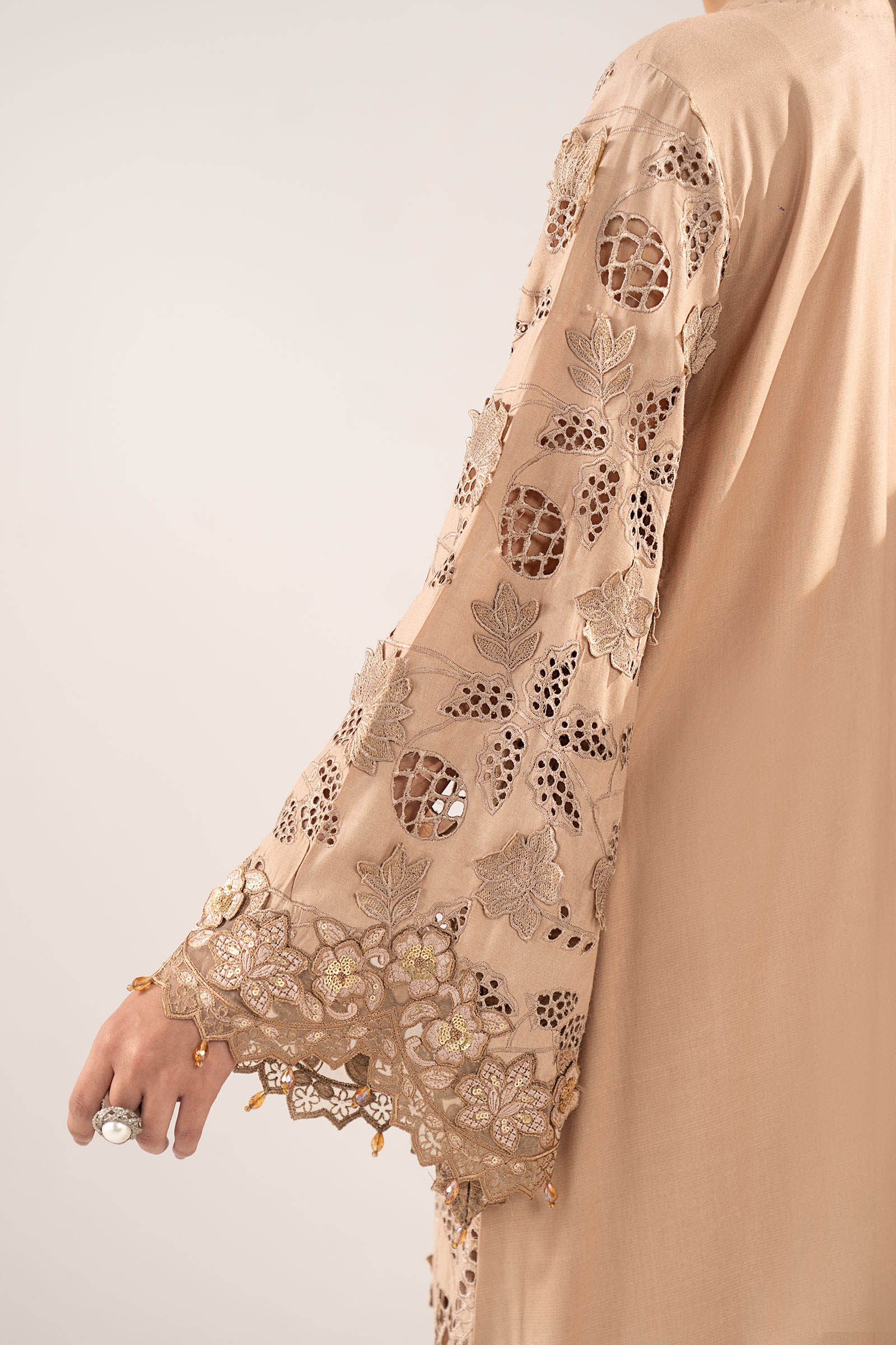 3 Piece Embroidered Raw Silk Suit