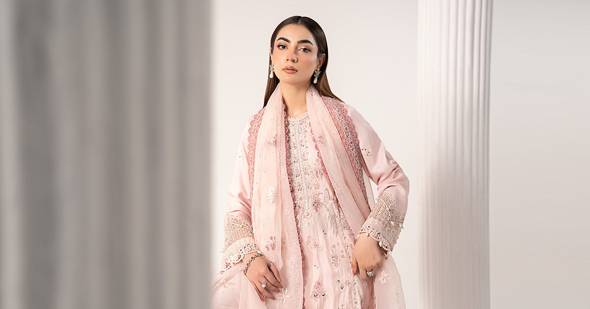 3 Piece Embroidered Raw Silk Suit
