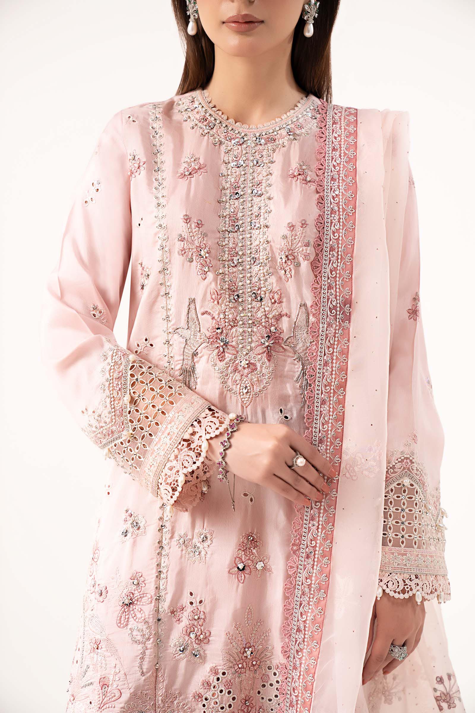 3 Piece Embroidered Raw Silk Suit