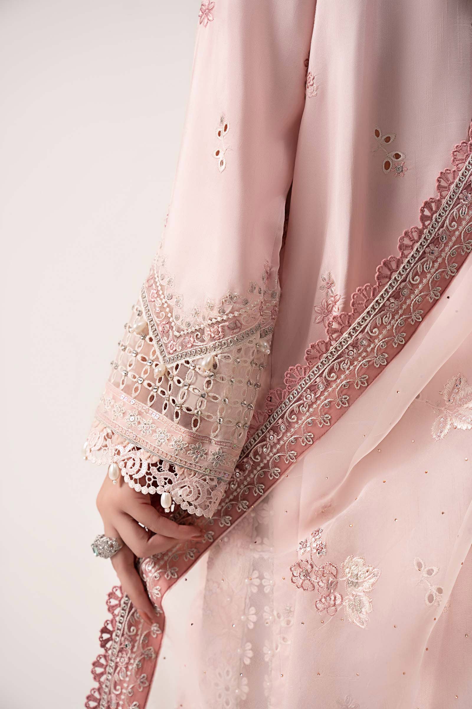 3 Piece Embroidered Raw Silk Suit