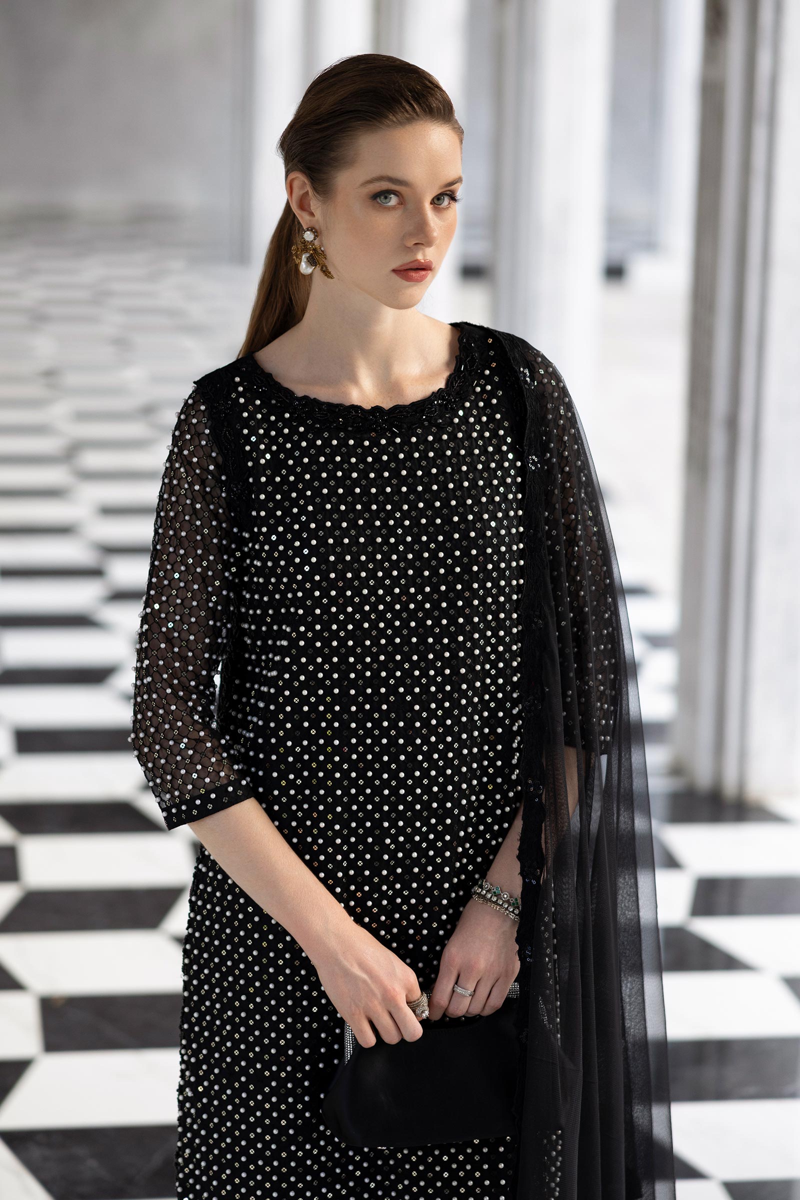 3 Piece Embroidered Organza Suit