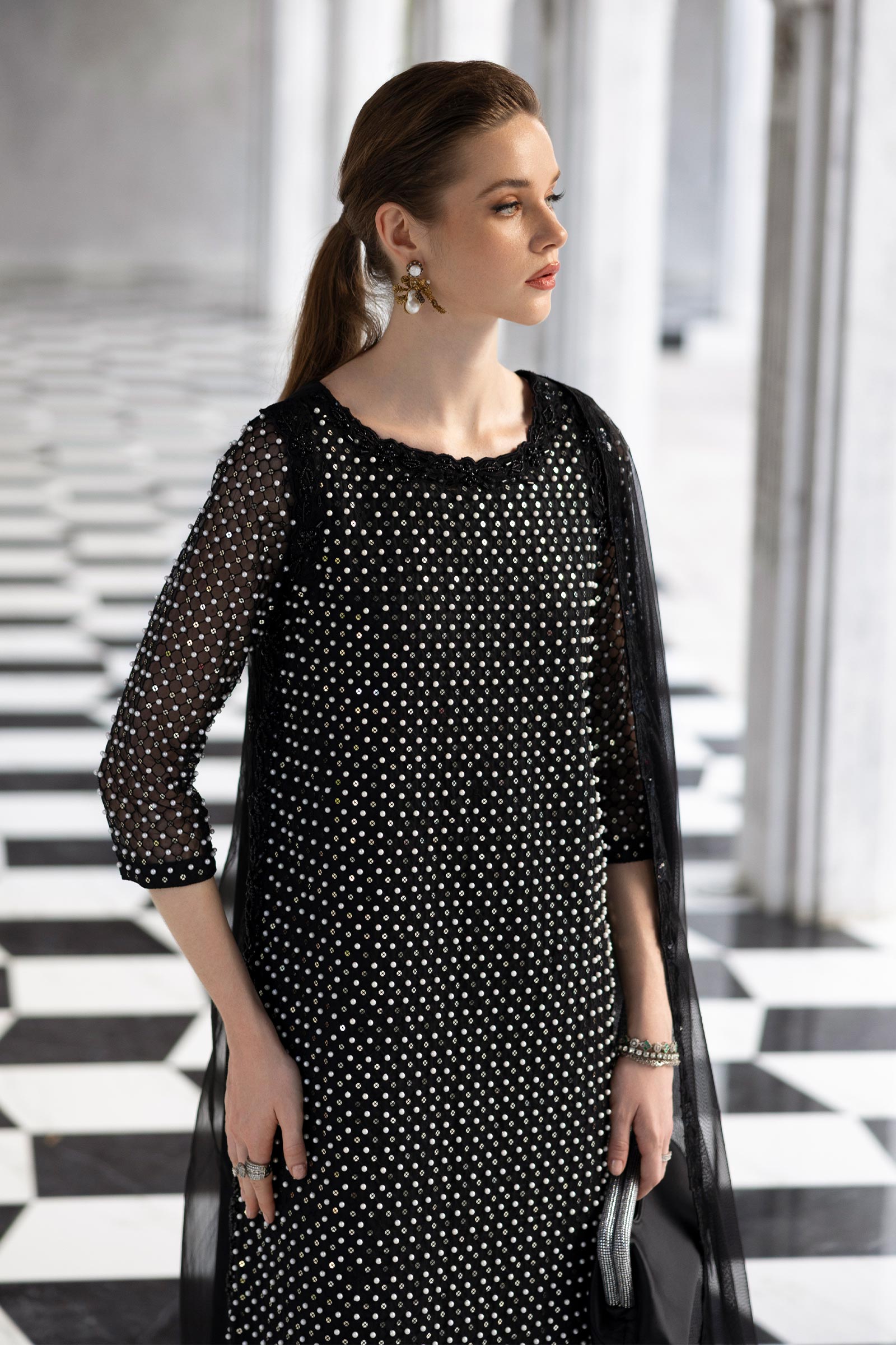 3 Piece Embroidered Organza Suit