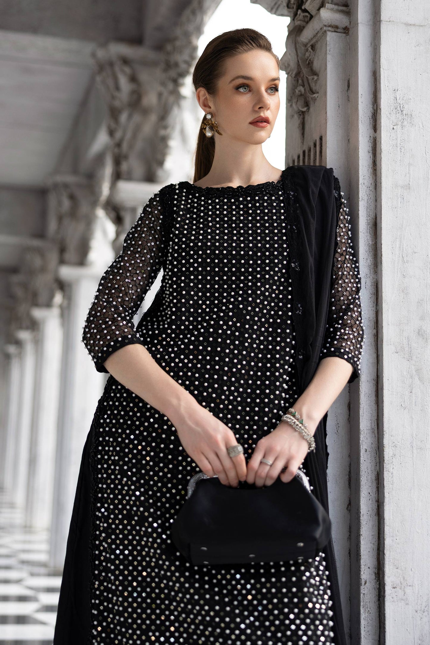 3 Piece Embroidered Organza Suit