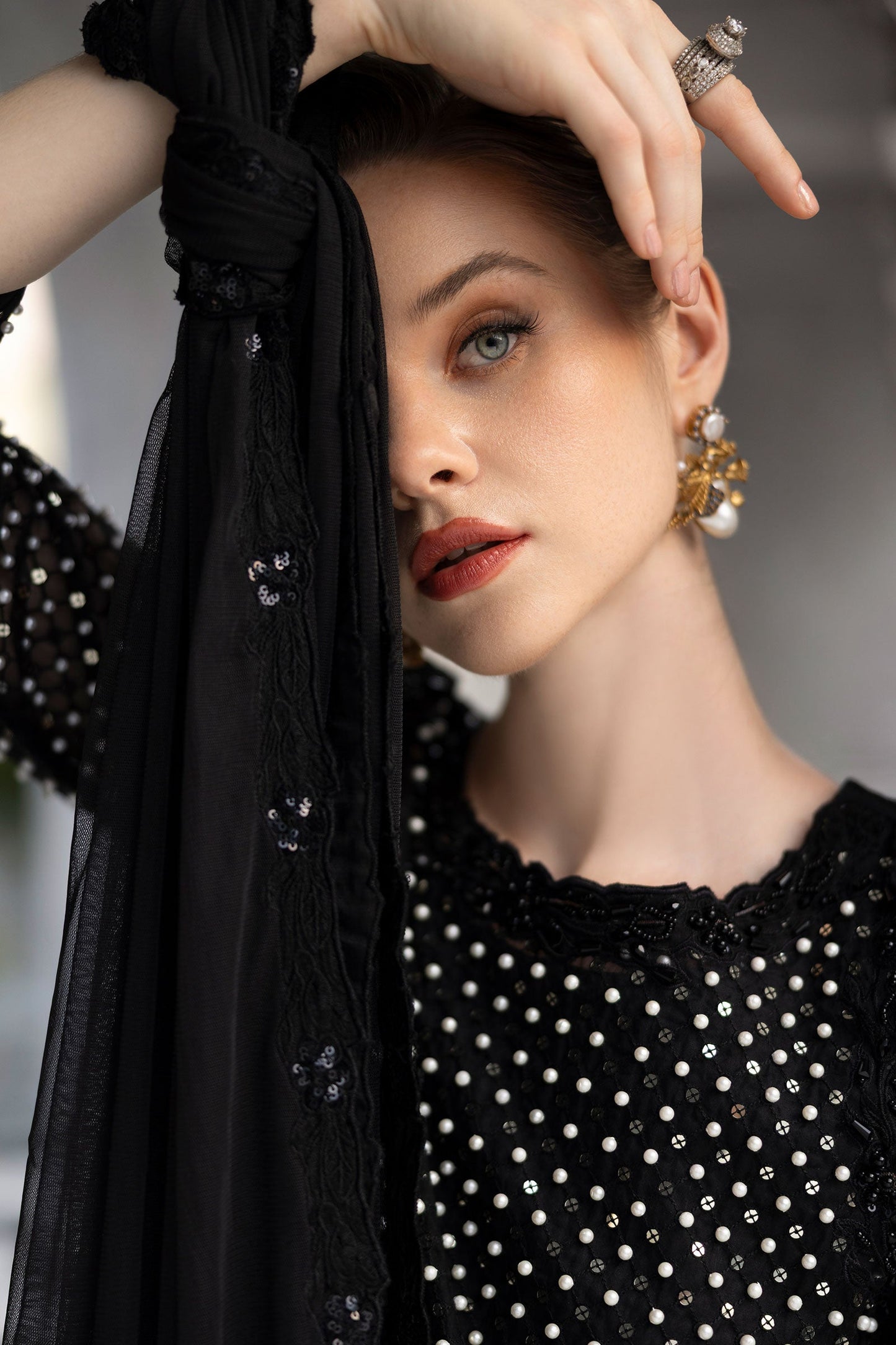 3 Piece Embroidered Organza Suit