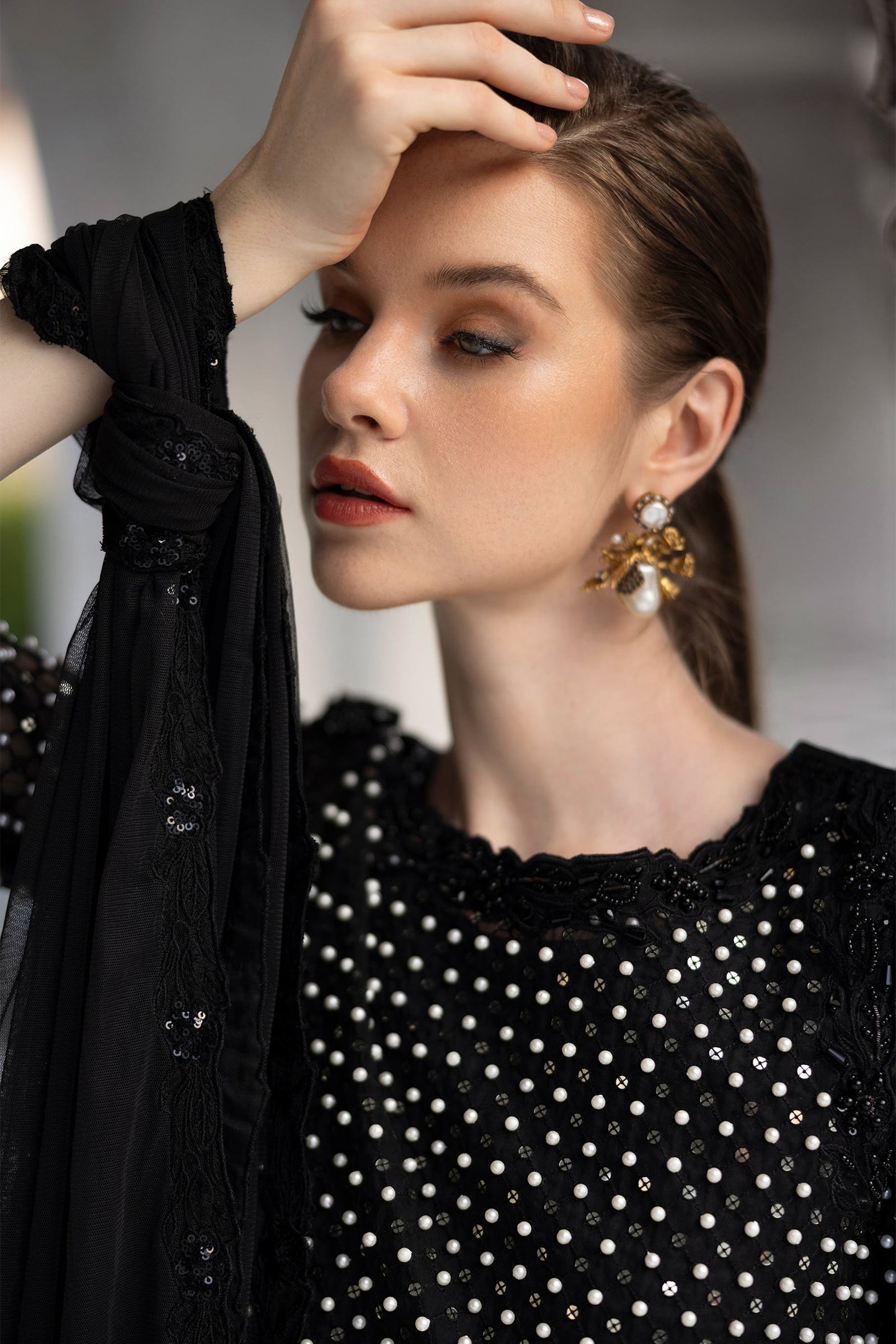 3 Piece Embroidered Organza Suit