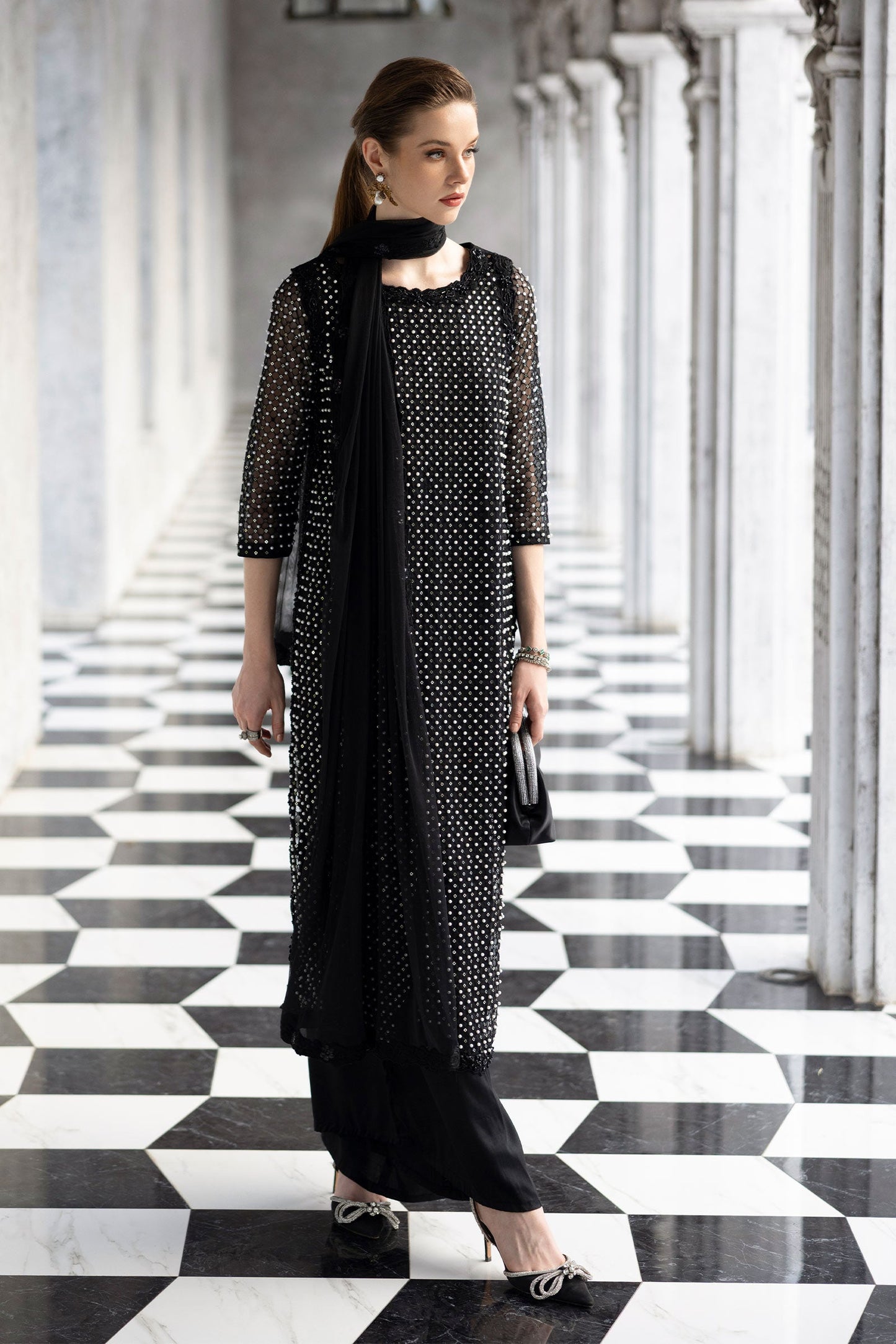 3 Piece Embroidered Organza Suit