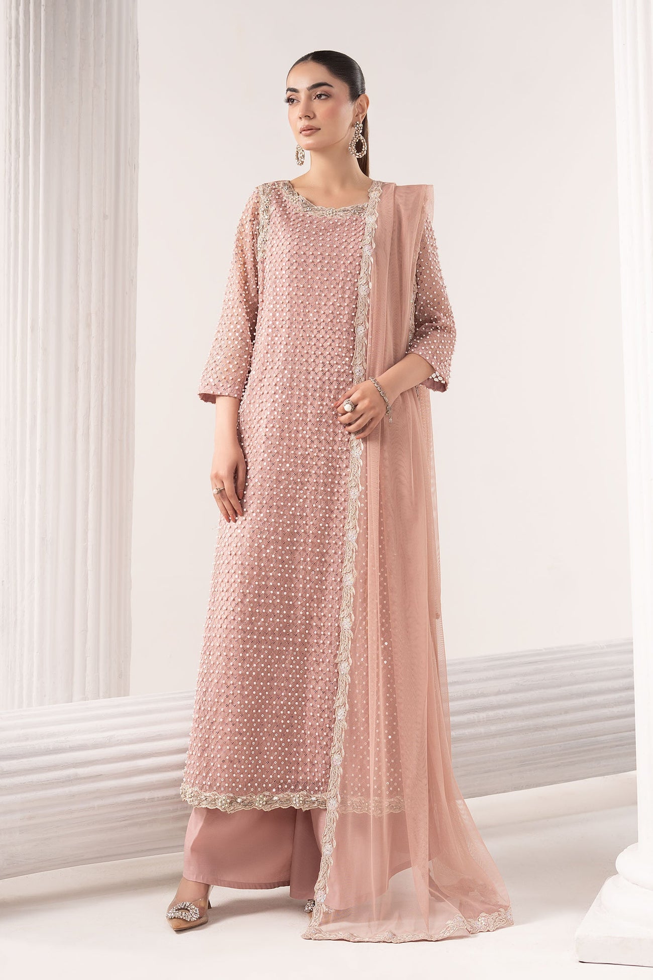 3 Piece Embroidered Organza Suit