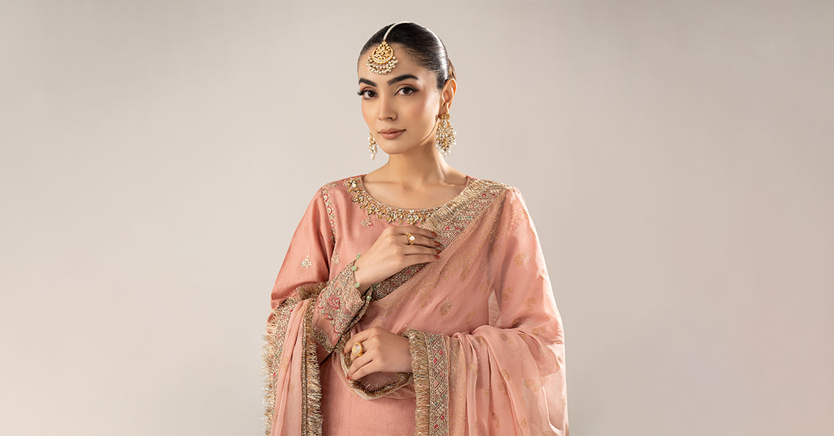 3 Piece Embroidered Raw Silk Suit