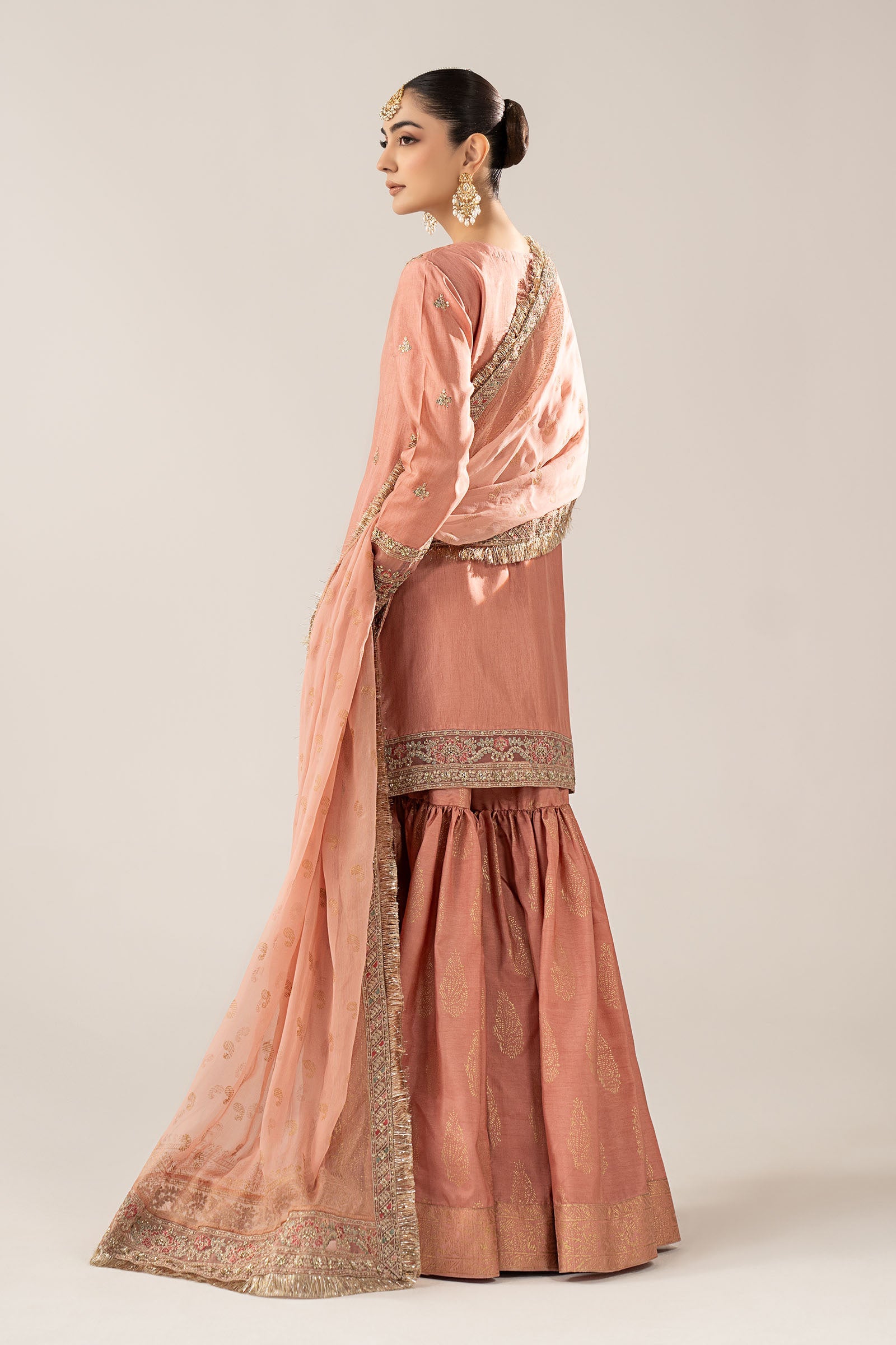 3 Piece Embroidered Raw Silk Suit