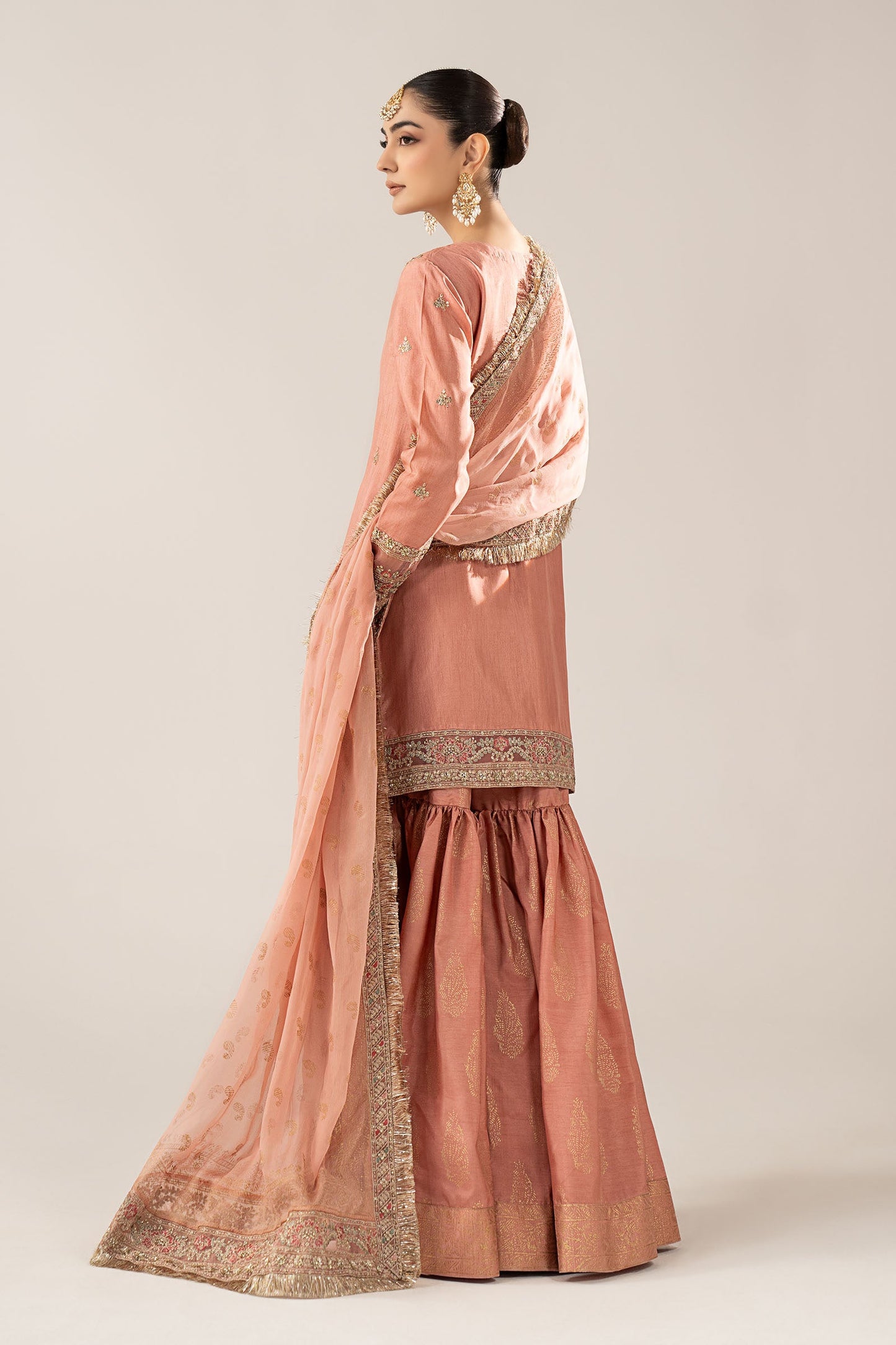 3 Piece Embroidered Raw Silk Suit