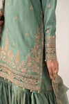 3 Piece Embroidered Raw Silk Suit