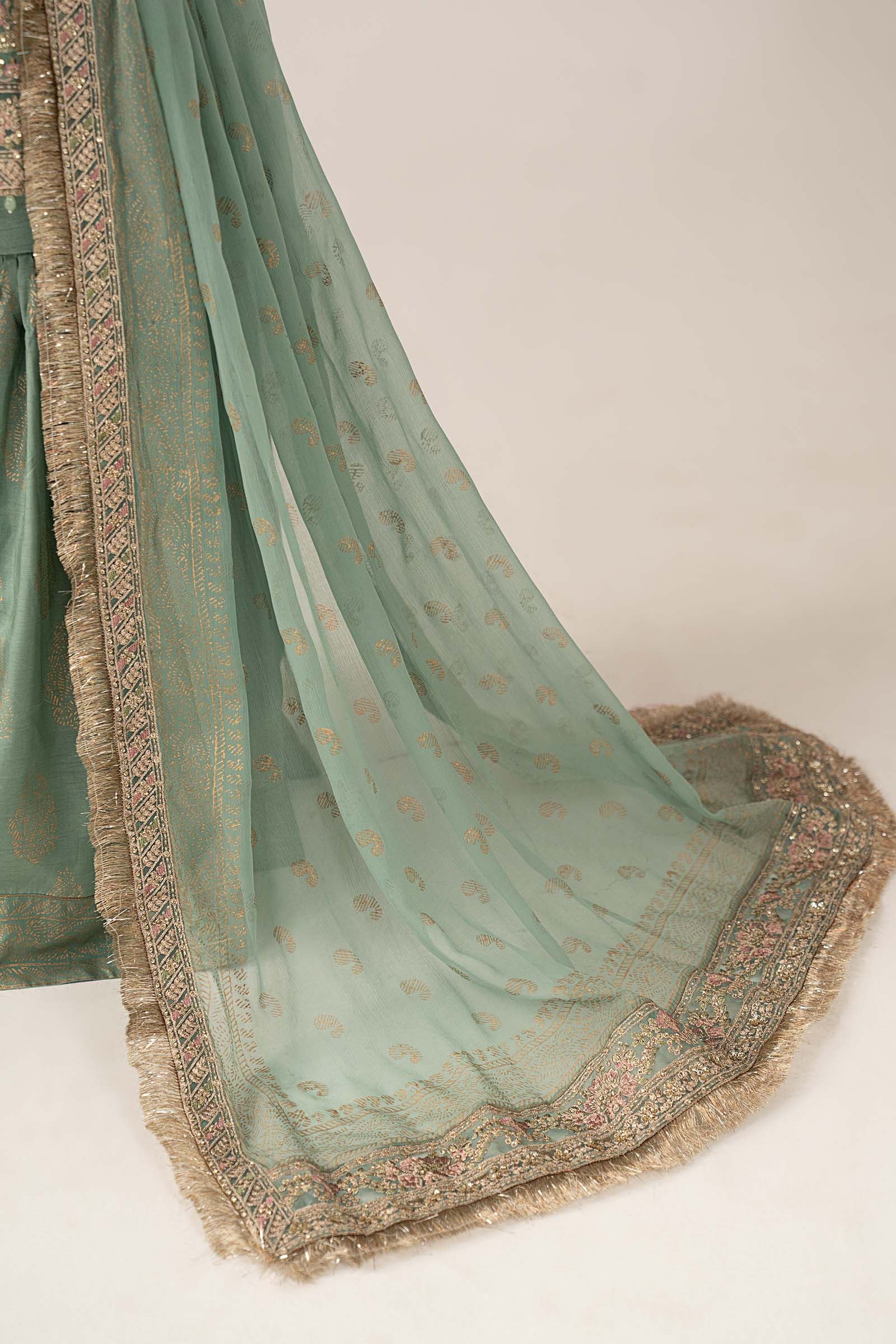3 Piece Embroidered Raw Silk Suit
