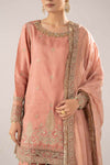 3 Piece Embroidered Raw Silk Suit