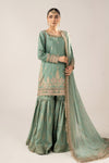 3 Piece Embroidered Raw Silk Suit