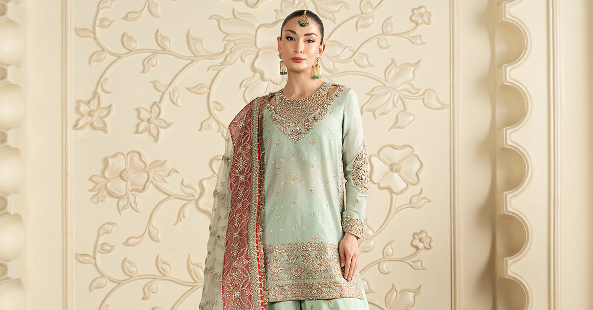 3 Piece Embroidered Cotton Lurex Suit