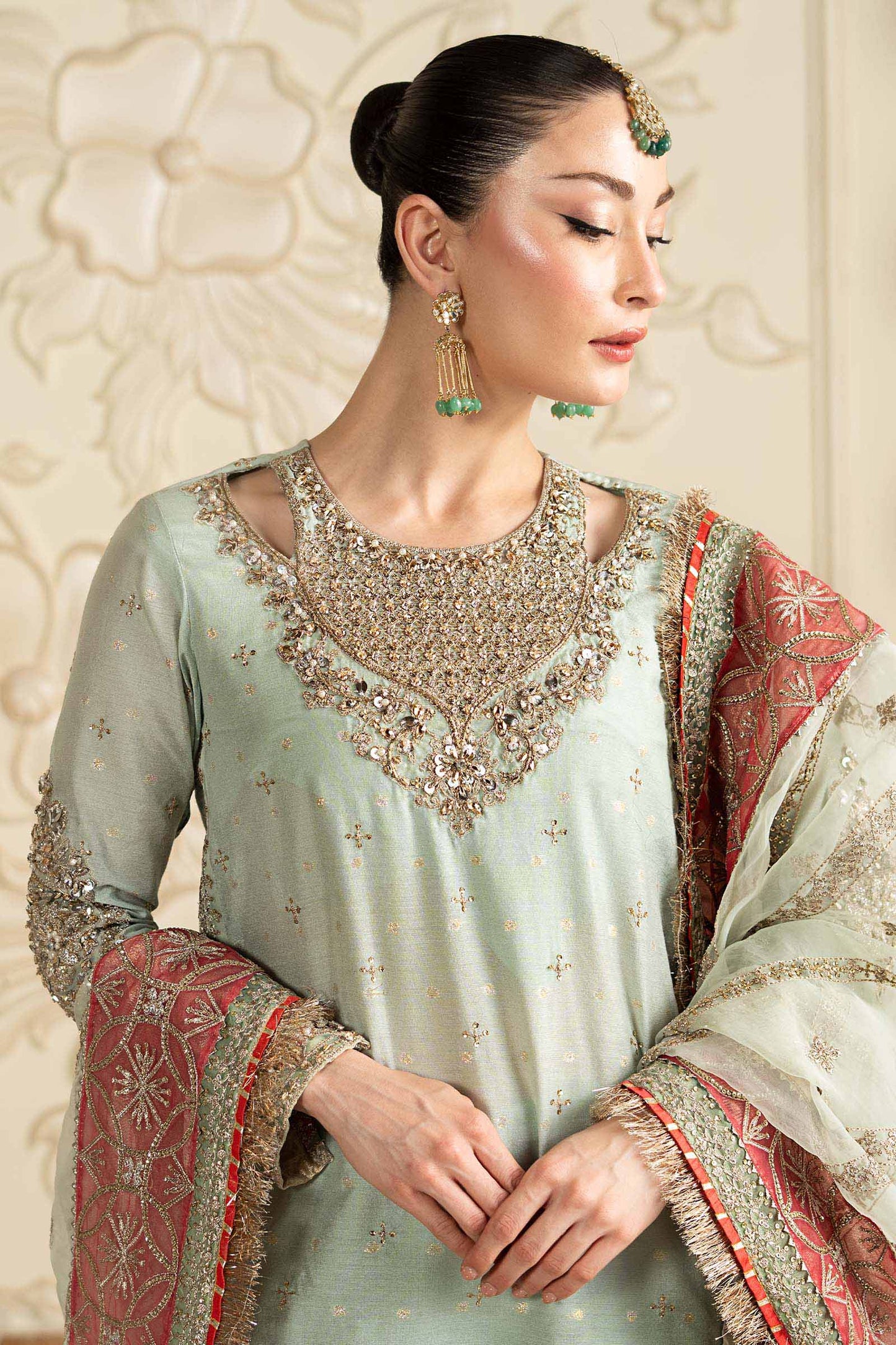 3 Piece Embroidered Cotton Lurex Suit