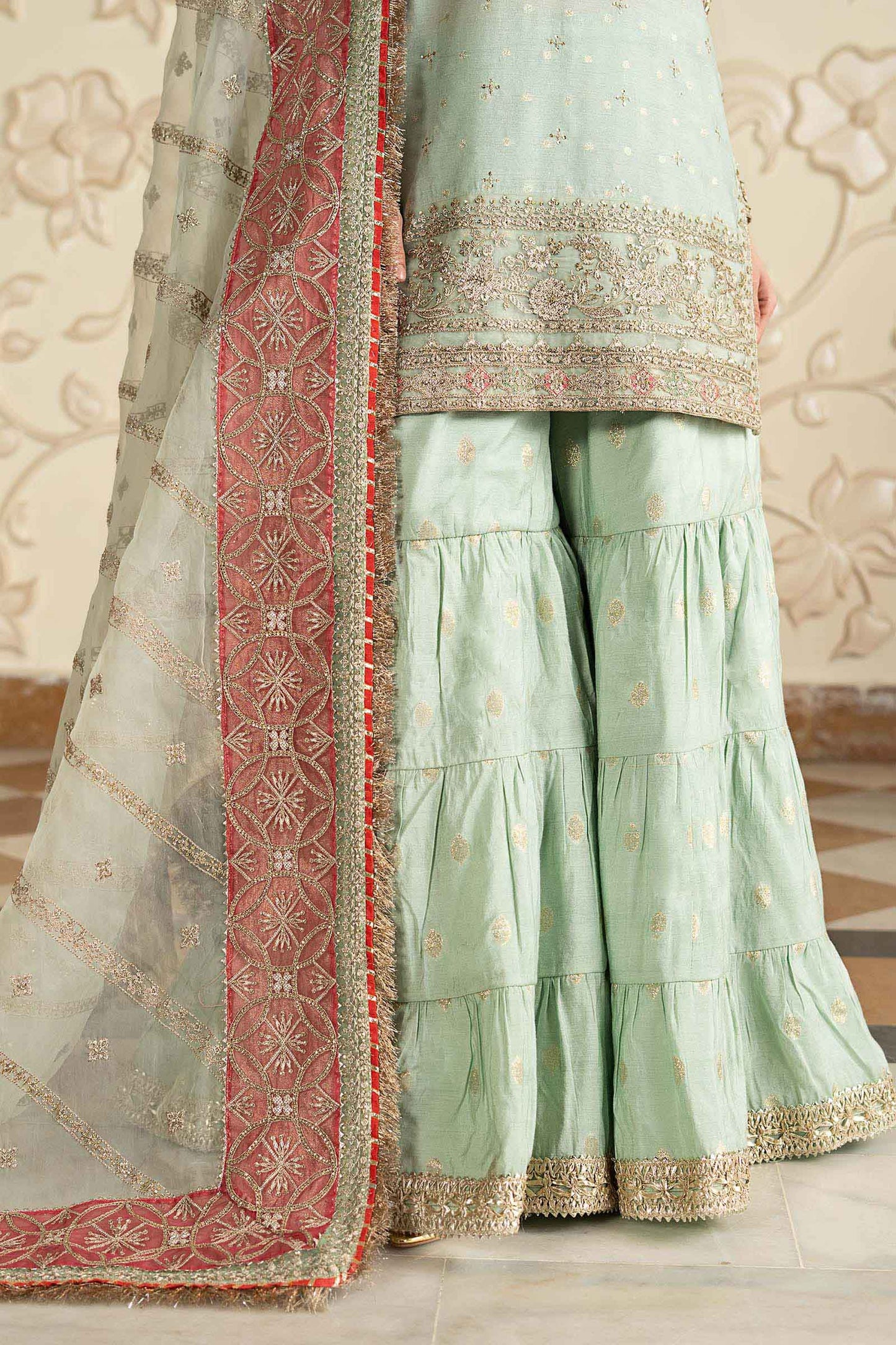 3 Piece Embroidered Cotton Lurex Suit