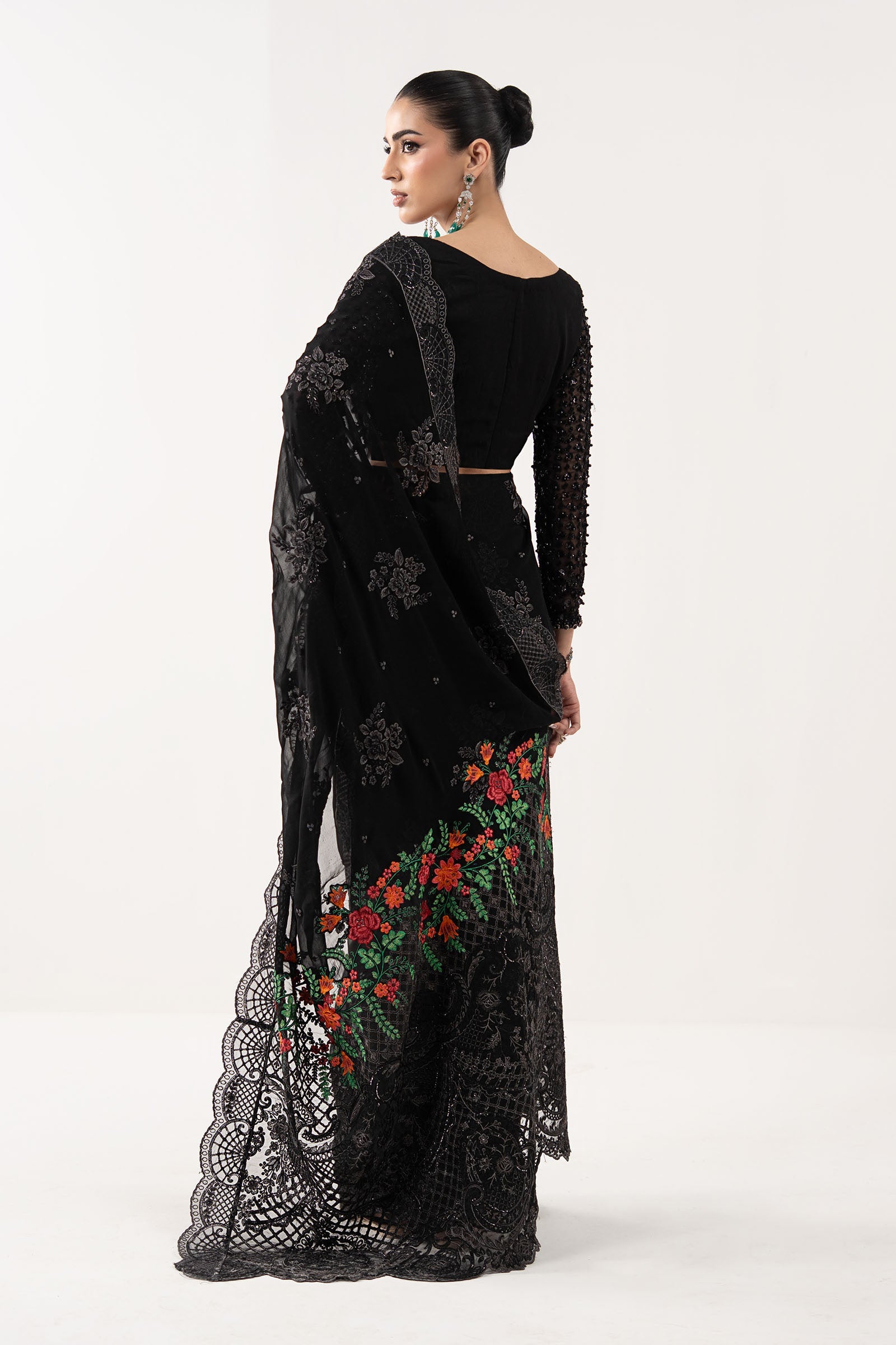 Embroidered Chiffon Saree