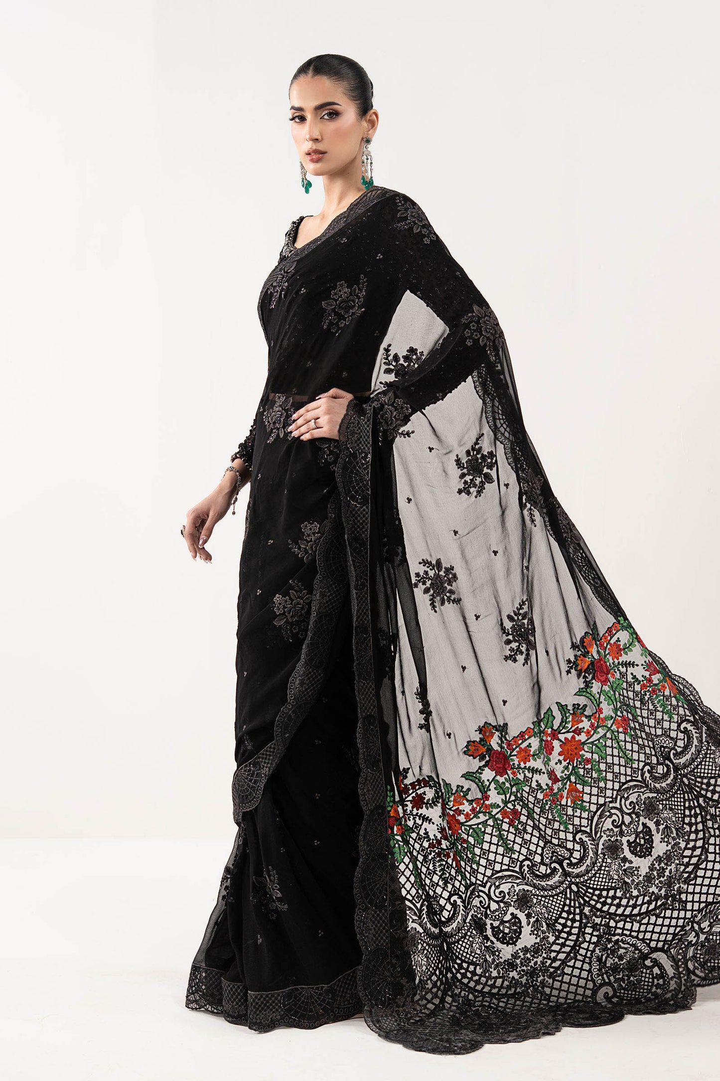 Embroidered Chiffon Saree