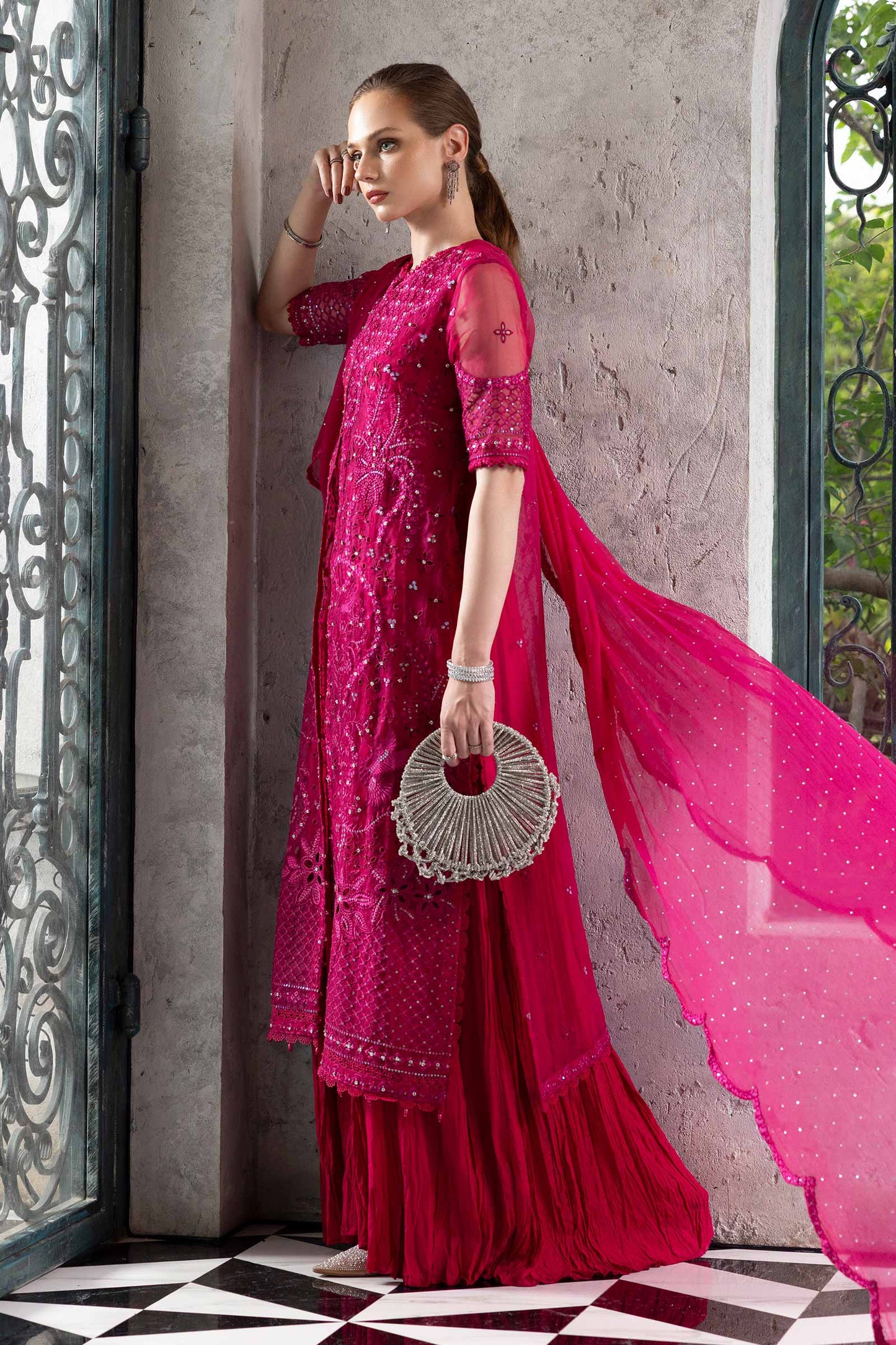 3 Piece Embroidered Organza Suit