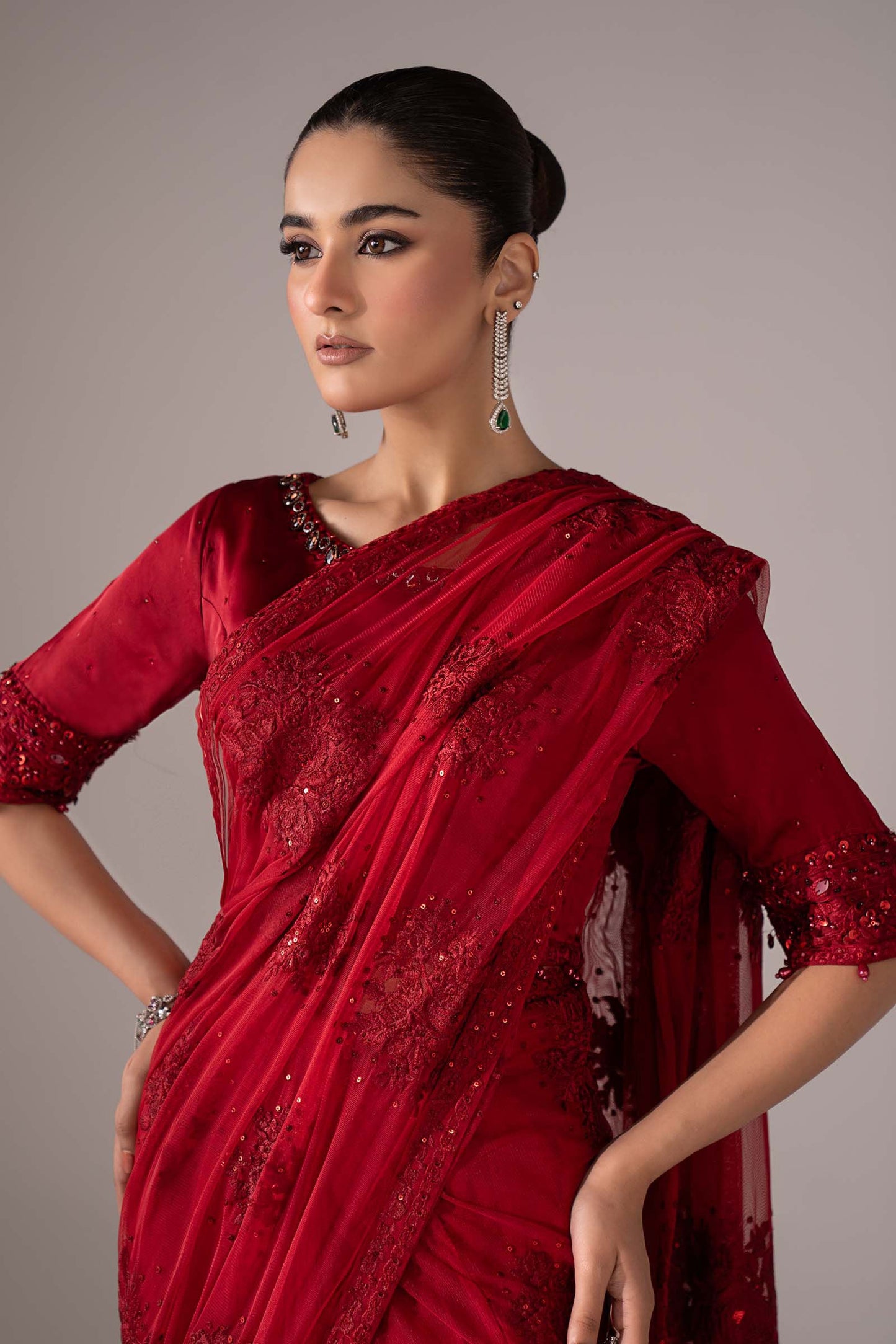 Embroidered Chiffon Saree