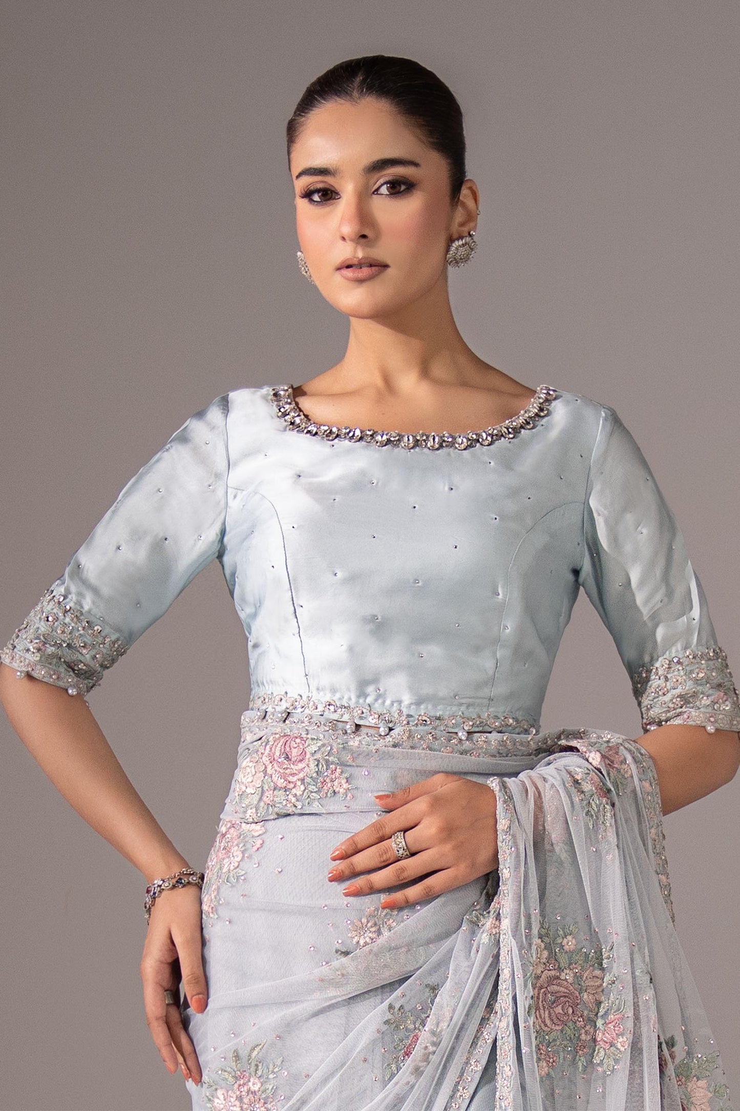 Embroidered Chiffon Saree