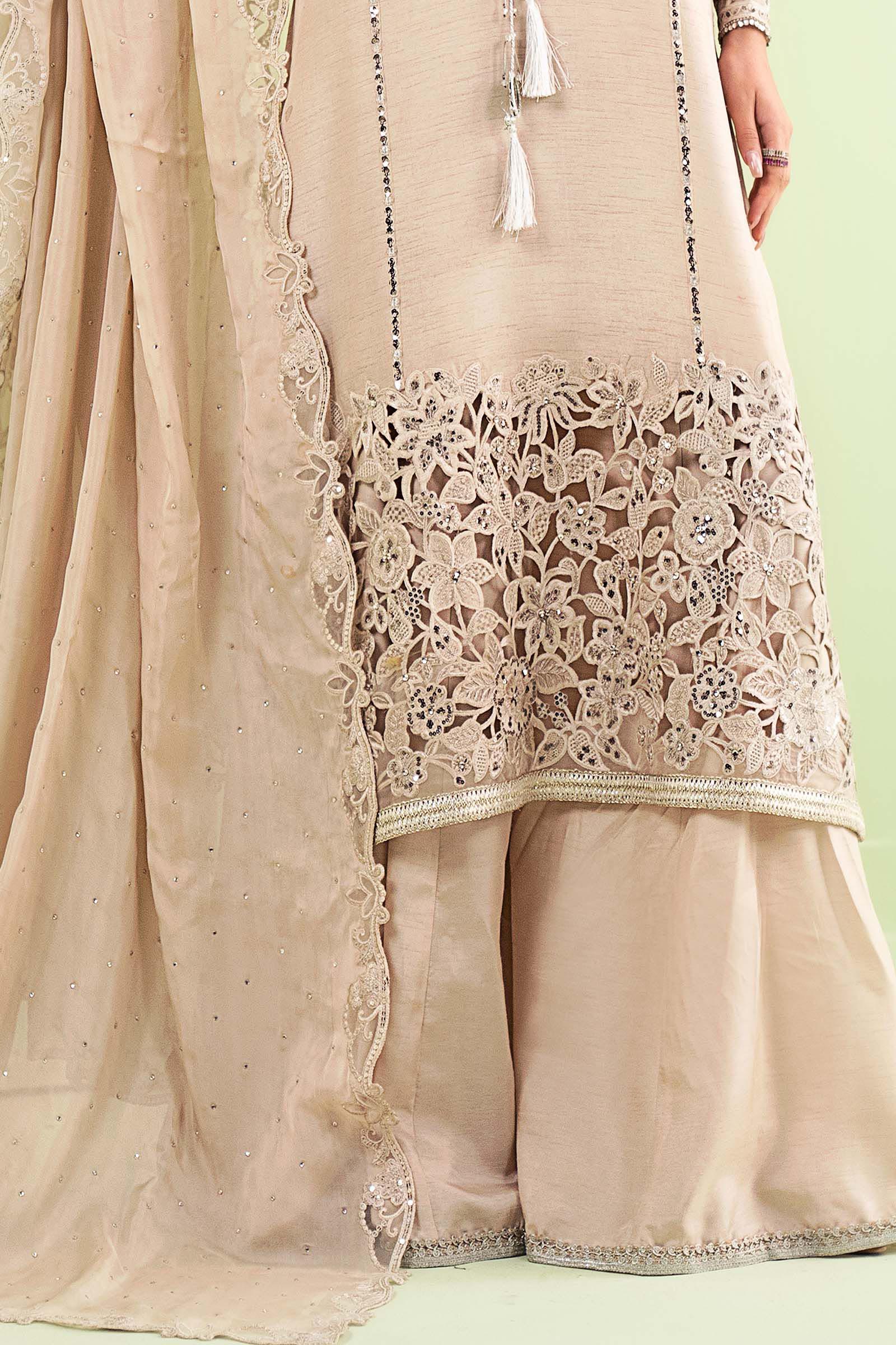 3 Piece Embroidered Raw Silk Suit