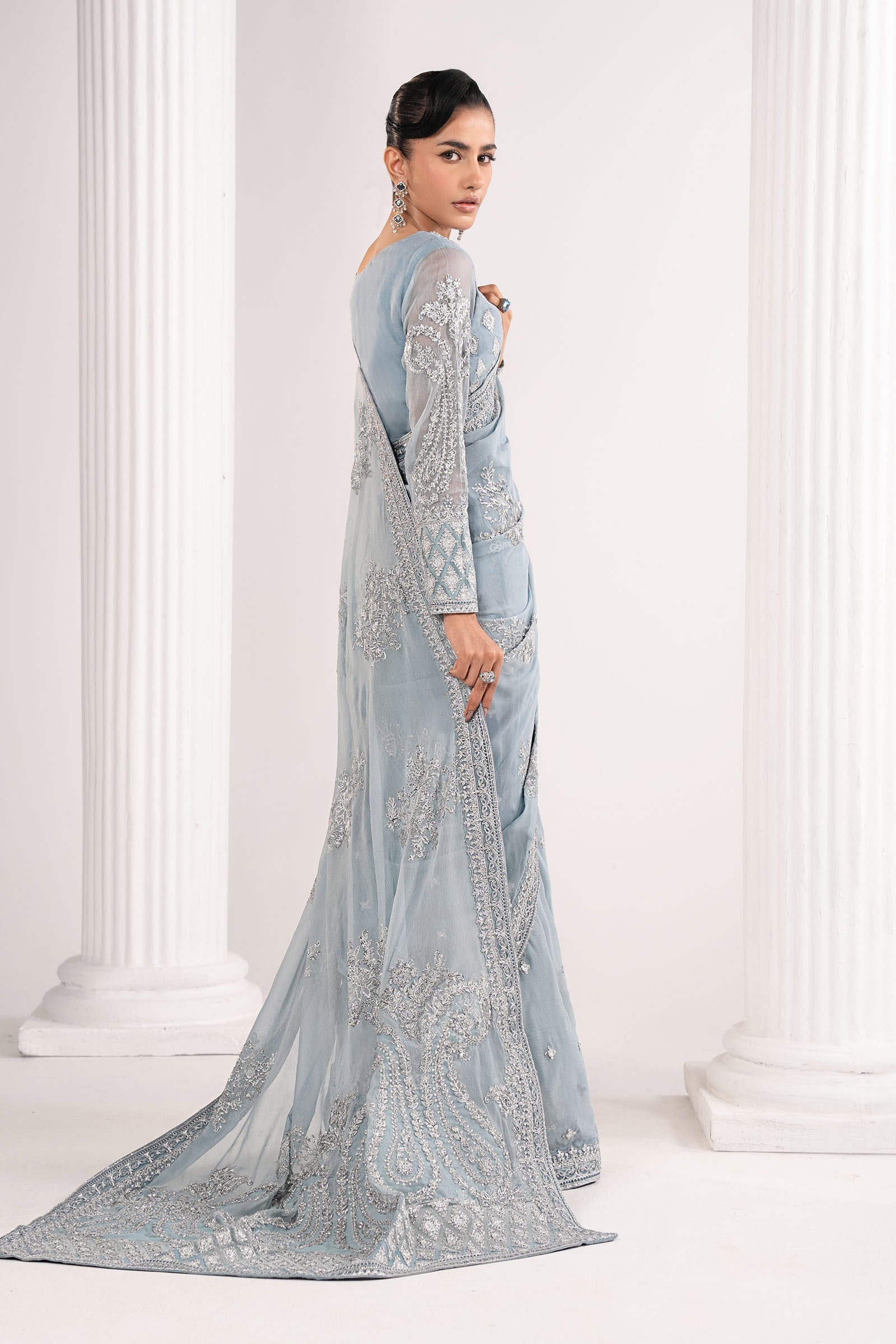 Embroidered Chiffon Saree