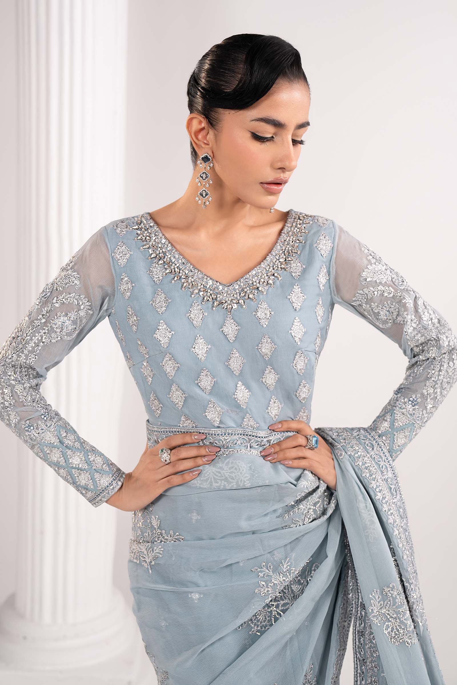 Embroidered Chiffon Saree