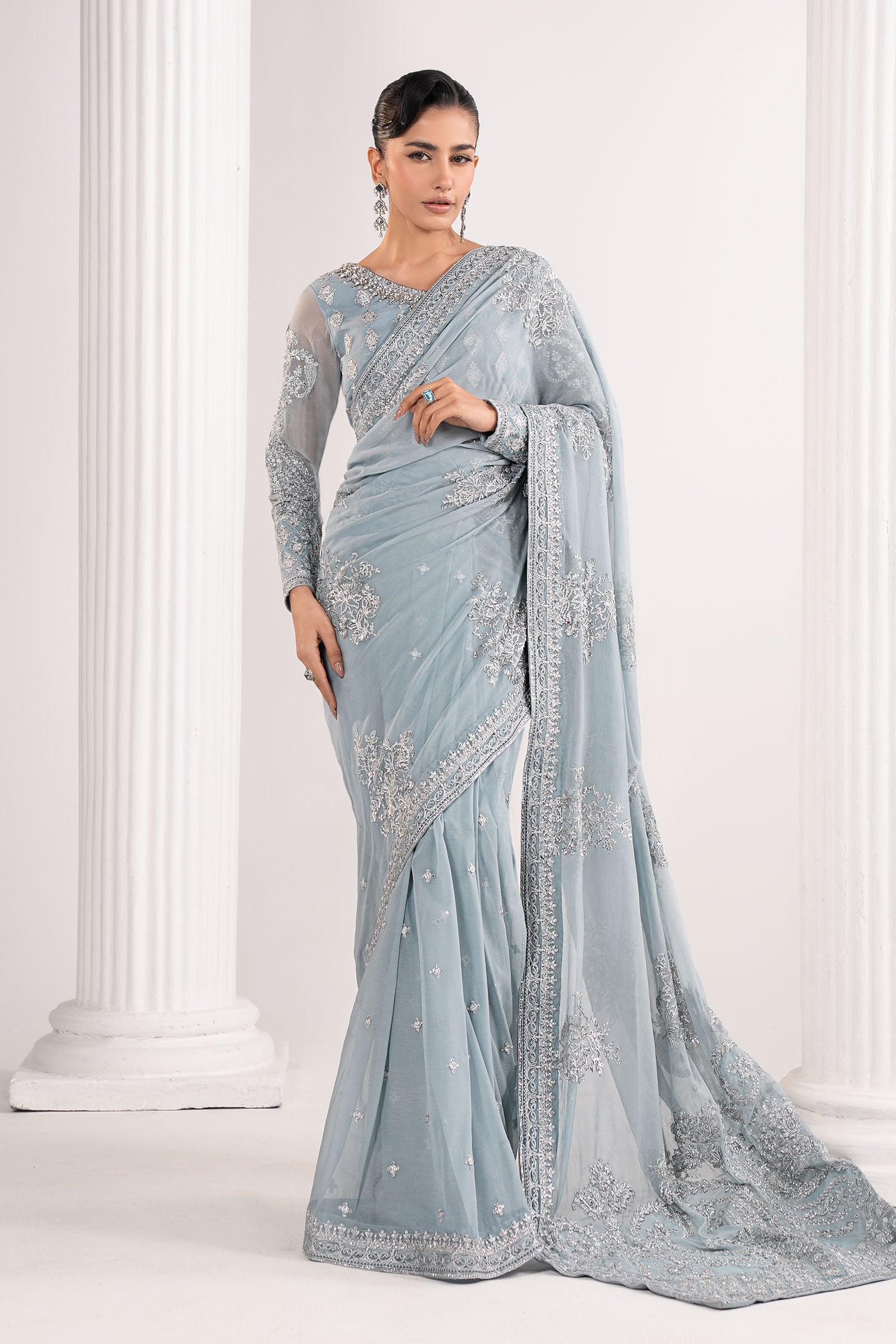 Embroidered Chiffon Saree