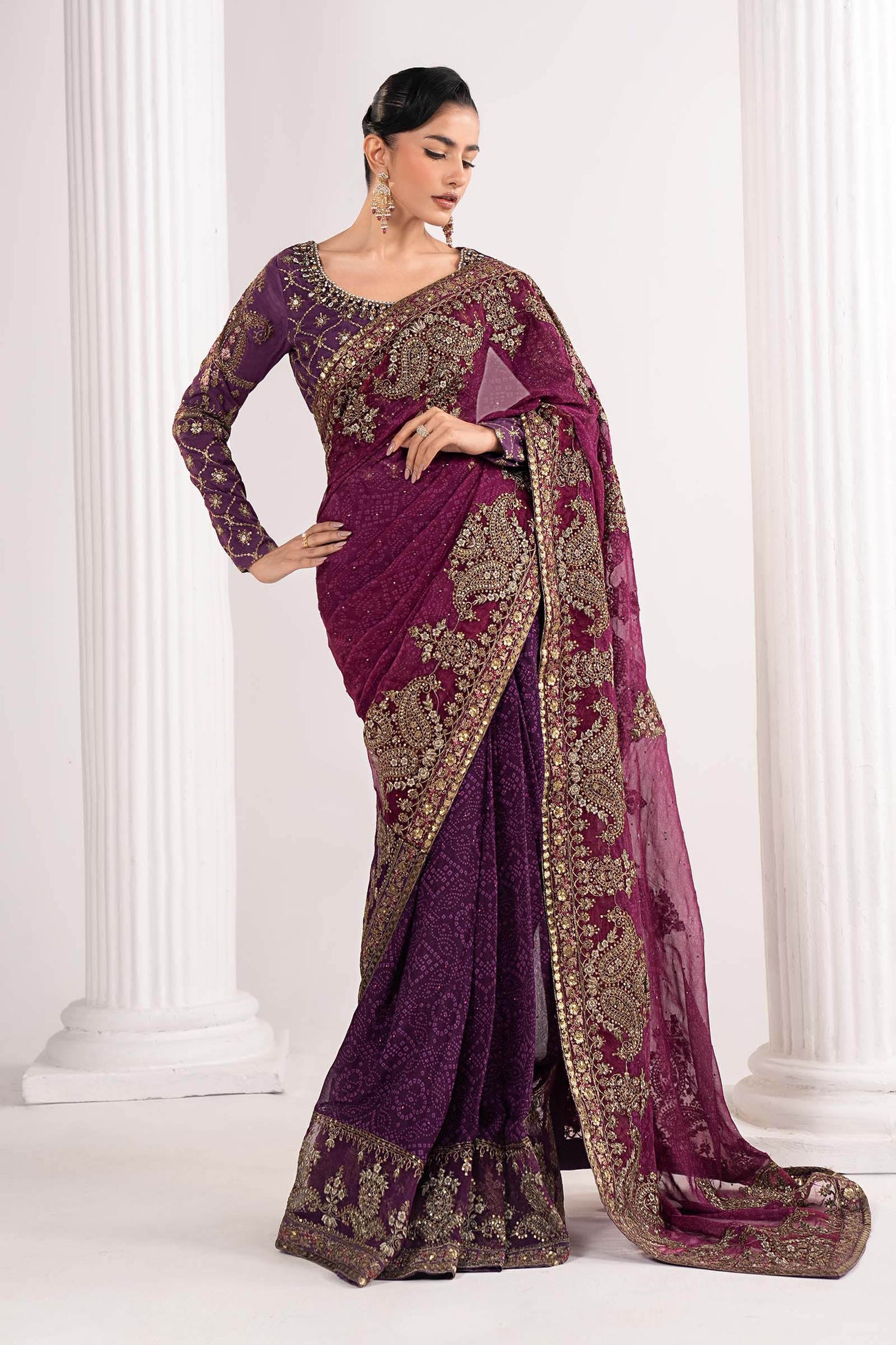 Embroidered Chiffon Saree