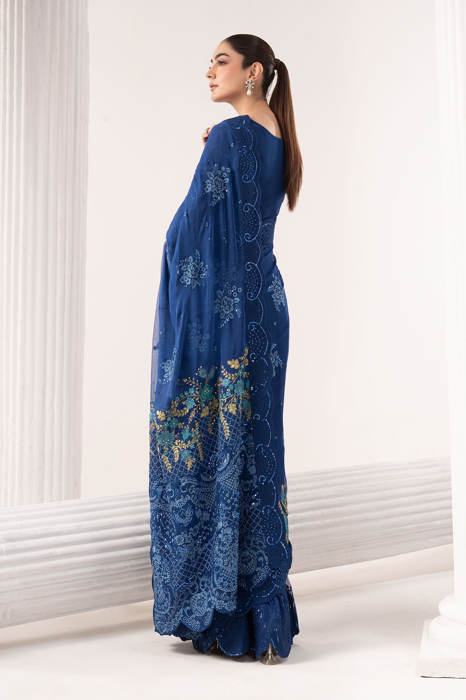 Embroidered Chiffon Saree