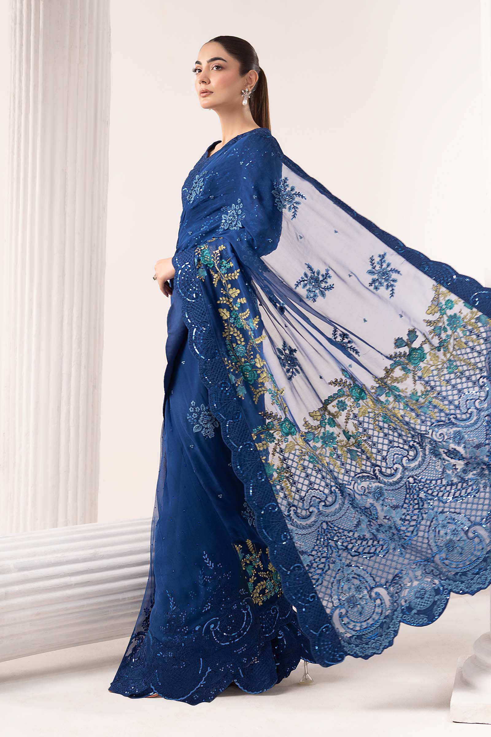 Embroidered Chiffon Saree
