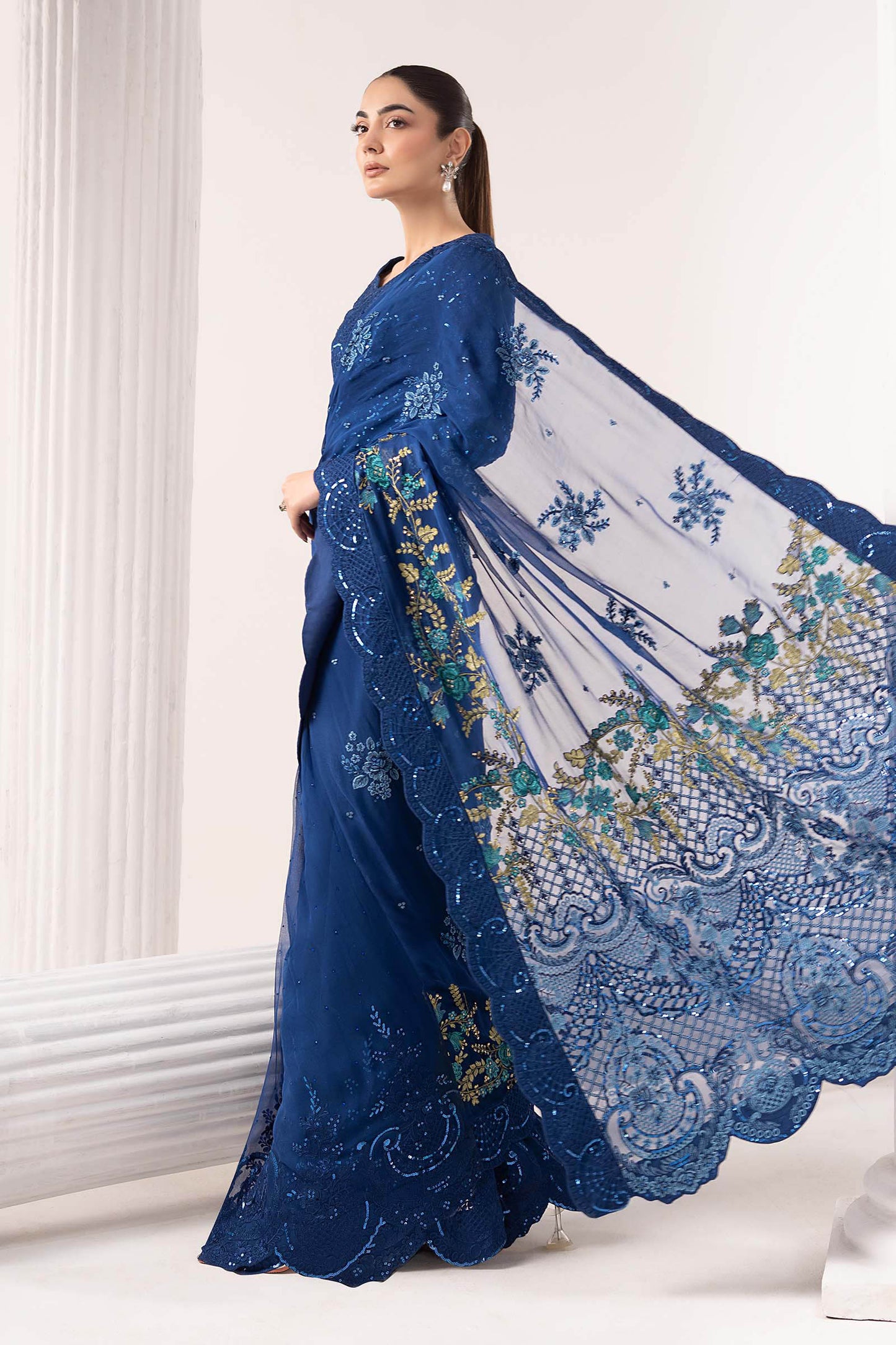 Embroidered Chiffon Saree