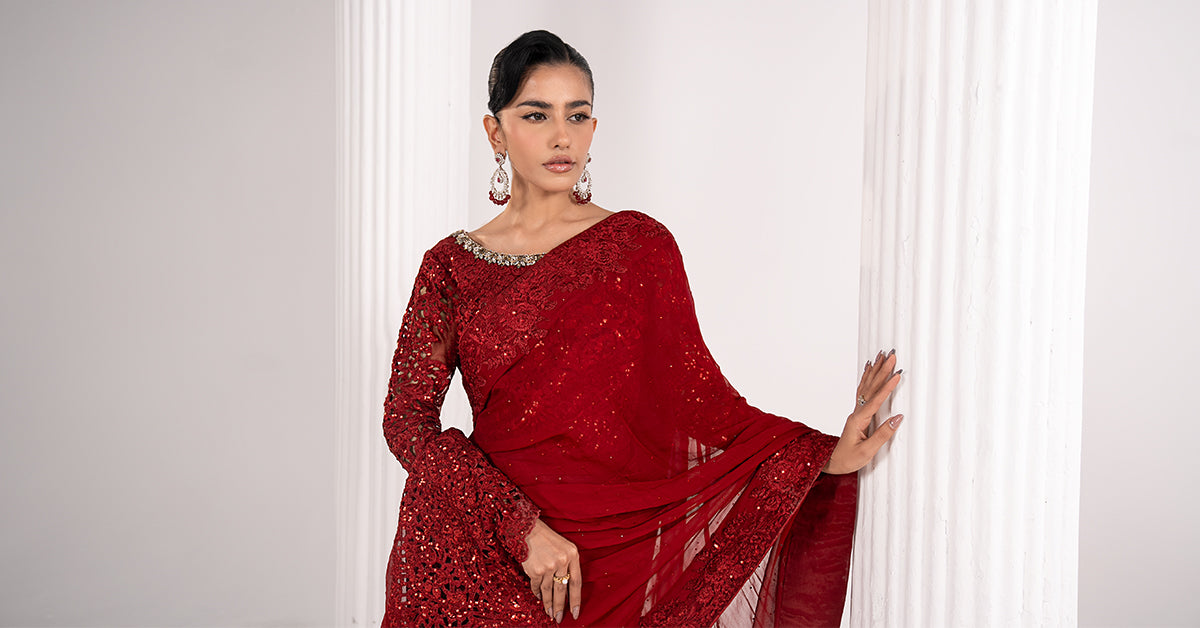 Embroidered Chiffon Saree