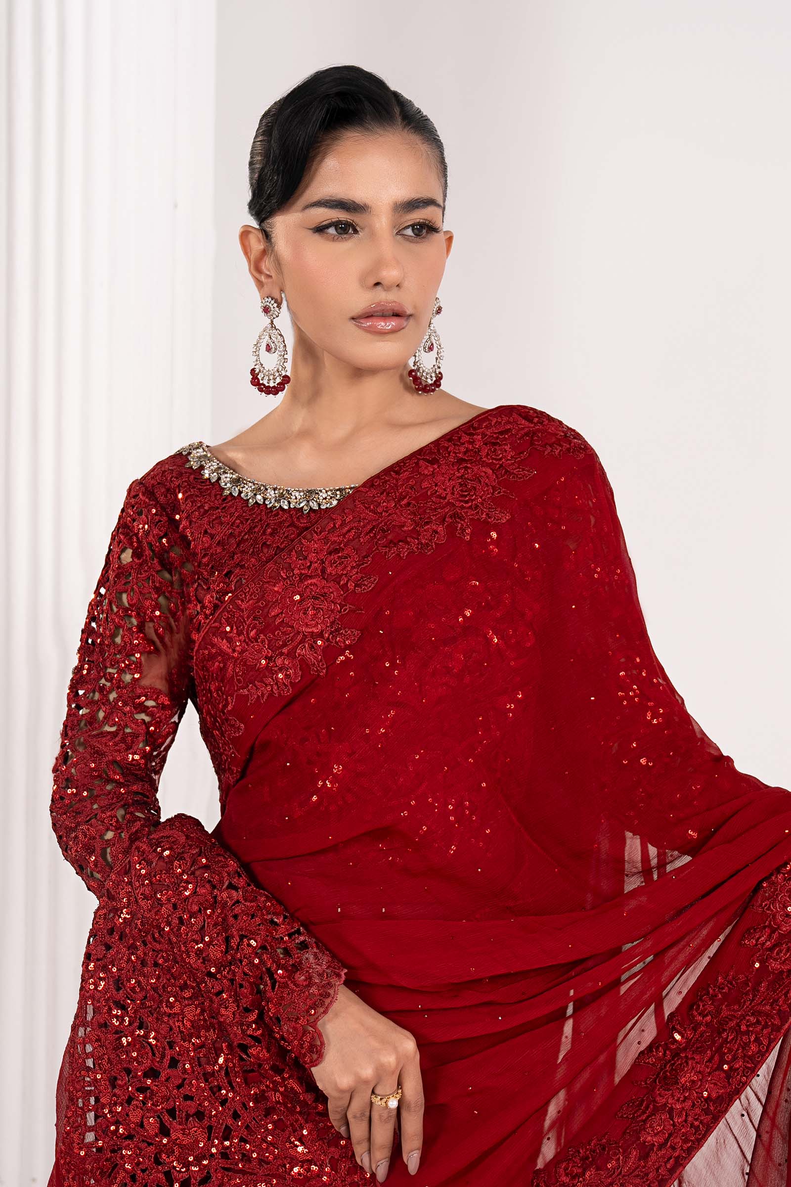 Embroidered Chiffon Saree