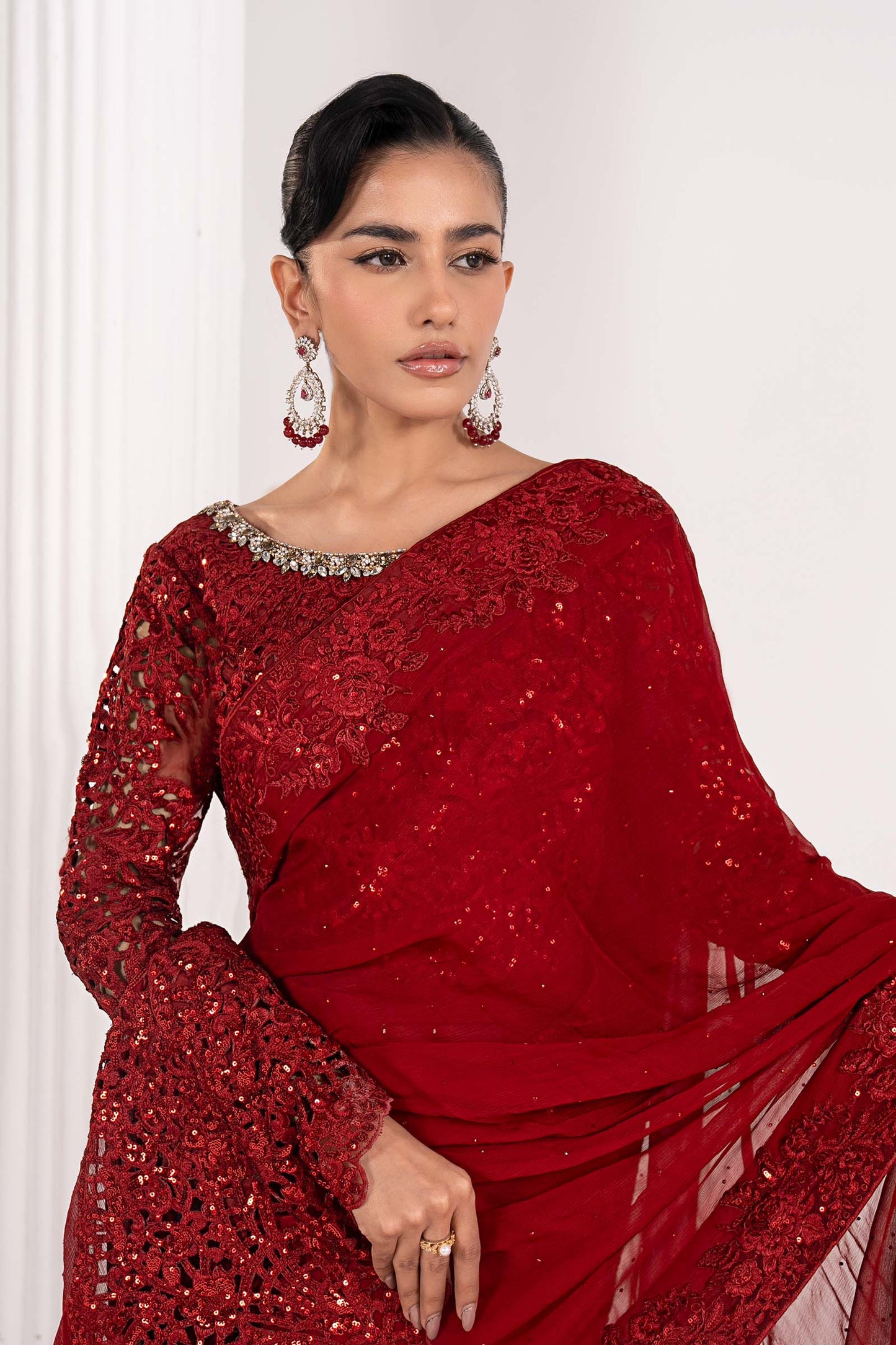 Embroidered Chiffon Saree