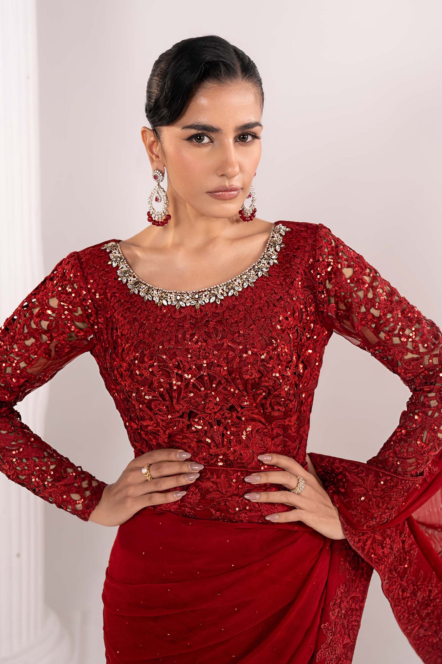 Embroidered Chiffon Saree