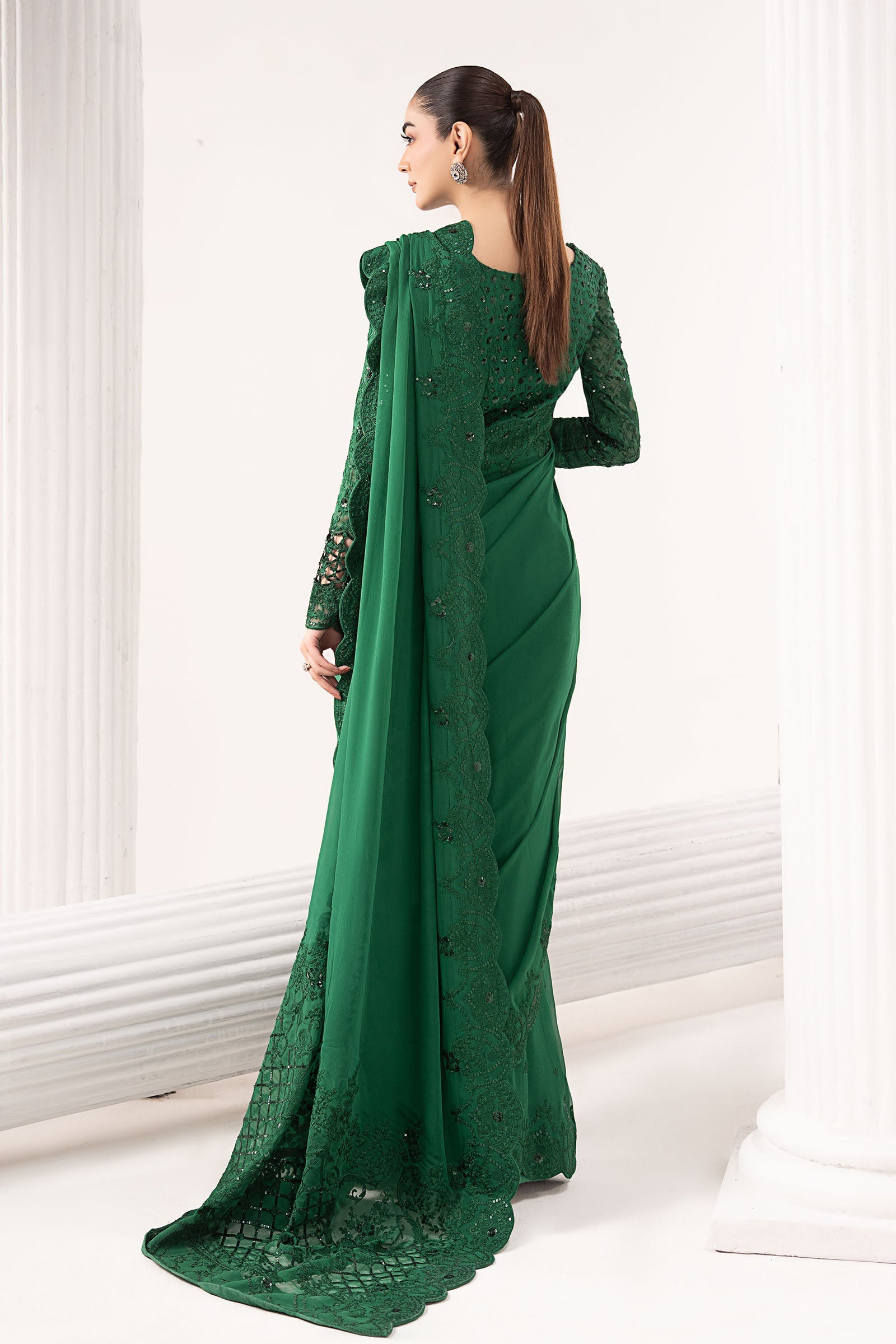 Embroidered Chiffon Saree