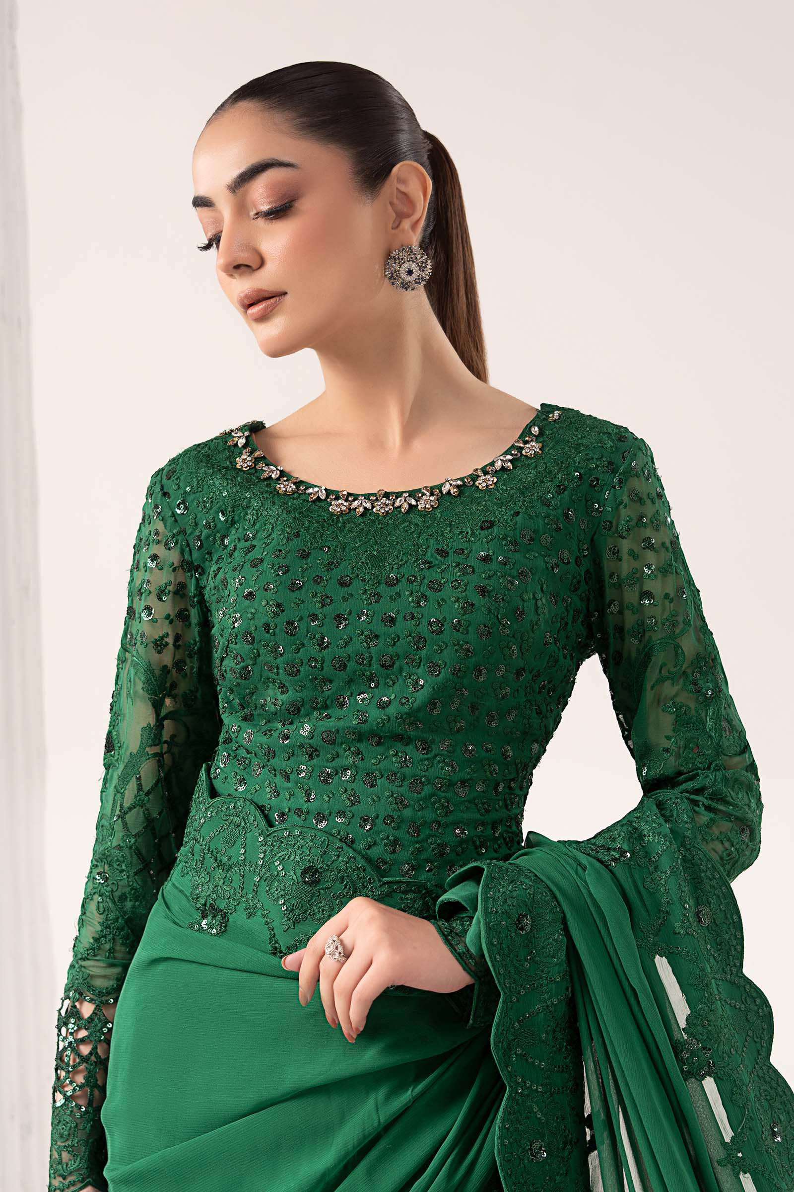 Embroidered Chiffon Saree